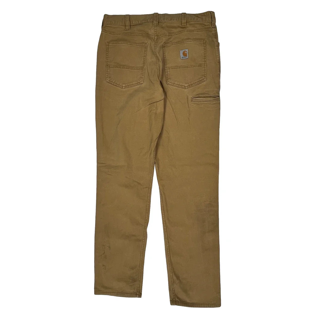 Carhartt Carpenter Trousers - 34W 30L Brown Cotton Refurbished - Thrifted (note: this is a term often used to describe second- refurbished available on Cerqular