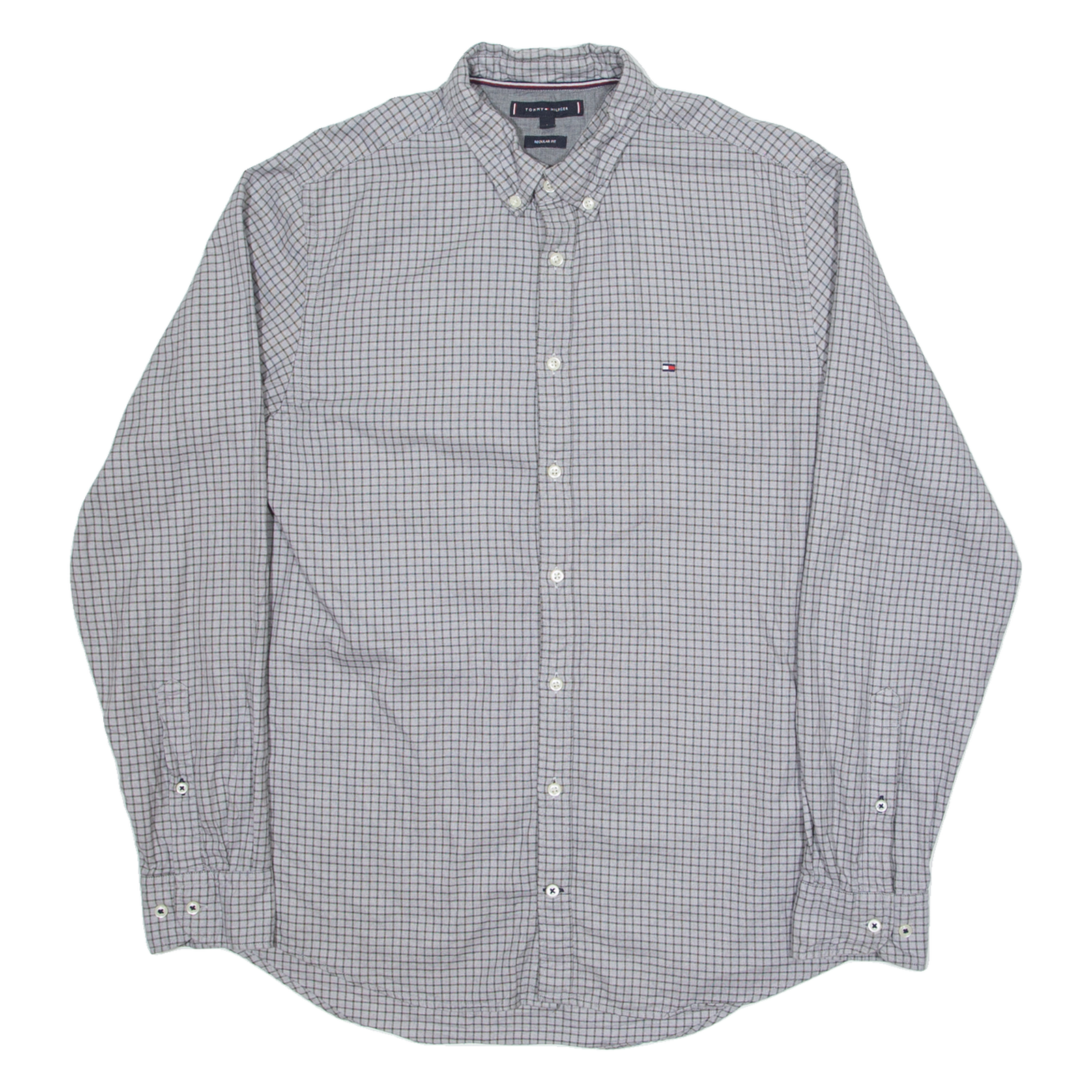 TOMMY HILFIGER Mens Shirt Grey Gingham Long Sleeve L Refurbished - N/A refurbished available on Cerqular