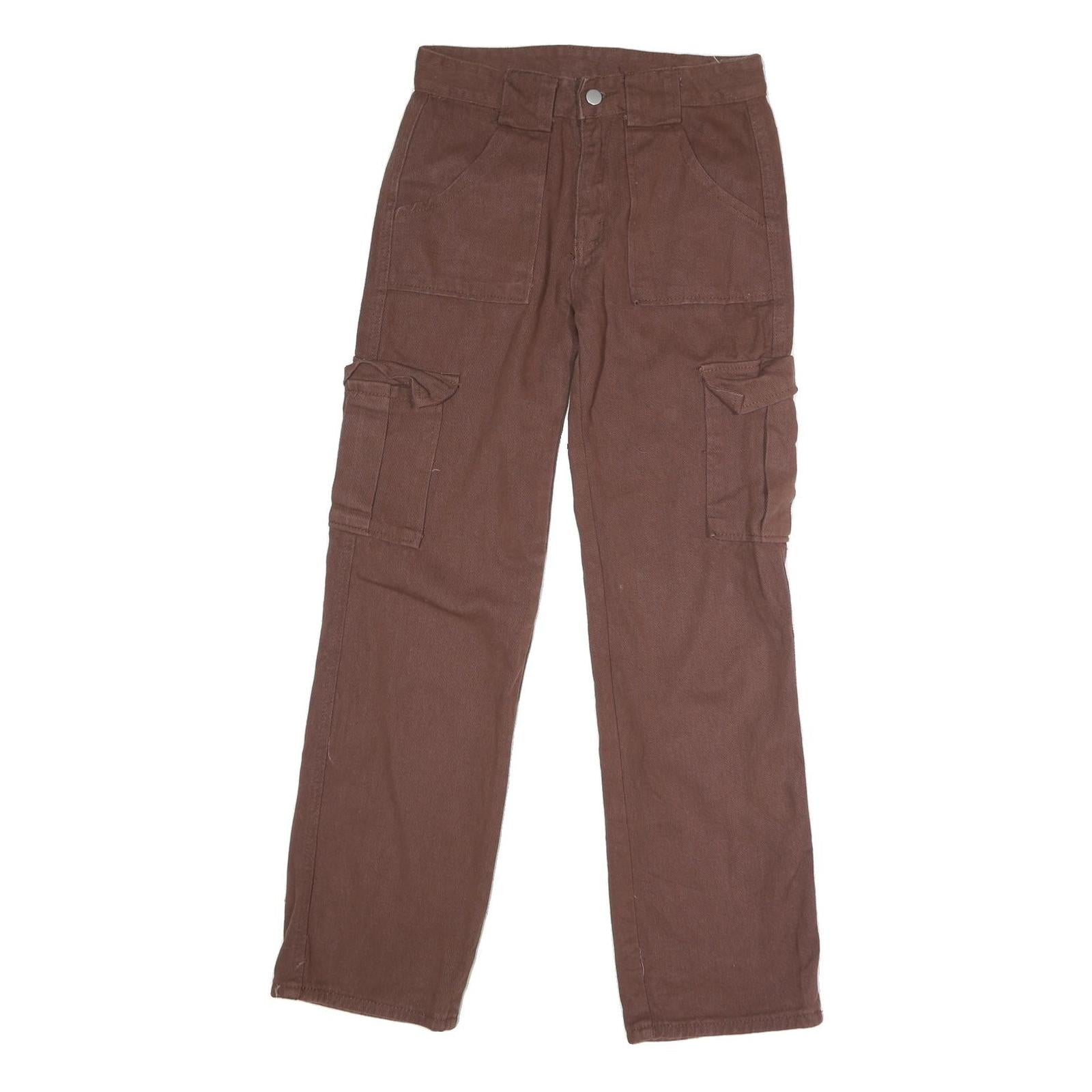 Womens Brown Cotton Blend Regular Straight Jeans W29 L29 Button Cargo Pockets Refurbished - N/A refurbished available on Cerqular