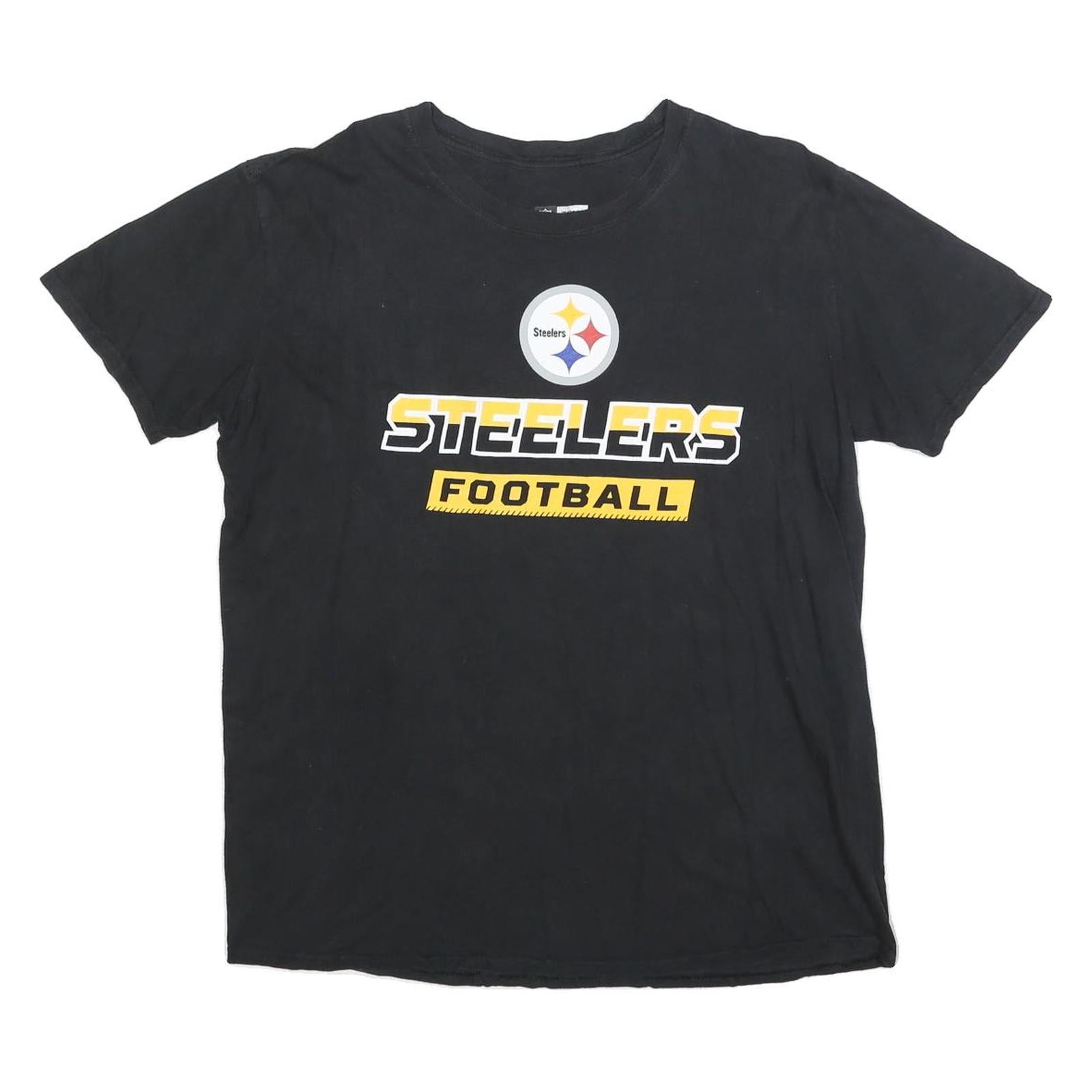 NFL Mens Black Steelers Football Graphic T-Shirt L Short Sleeve Crew Neck Refurbished - N/A refurbished available on Cerqular