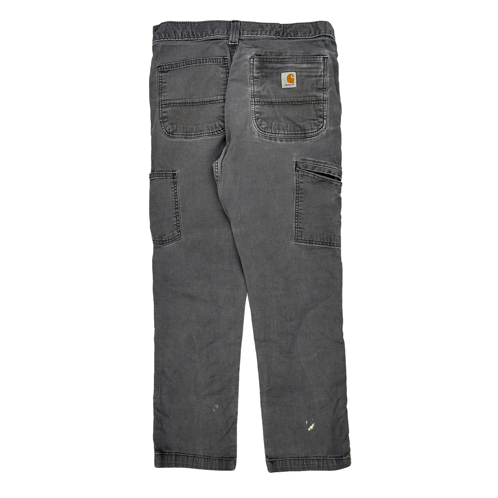 Carhartt Double Knee Cargo Trousers - 31W 30L Grey Cotton Refurbished - Thrifted (note: this is a term often used to describe second- refurbished available on Cerqular