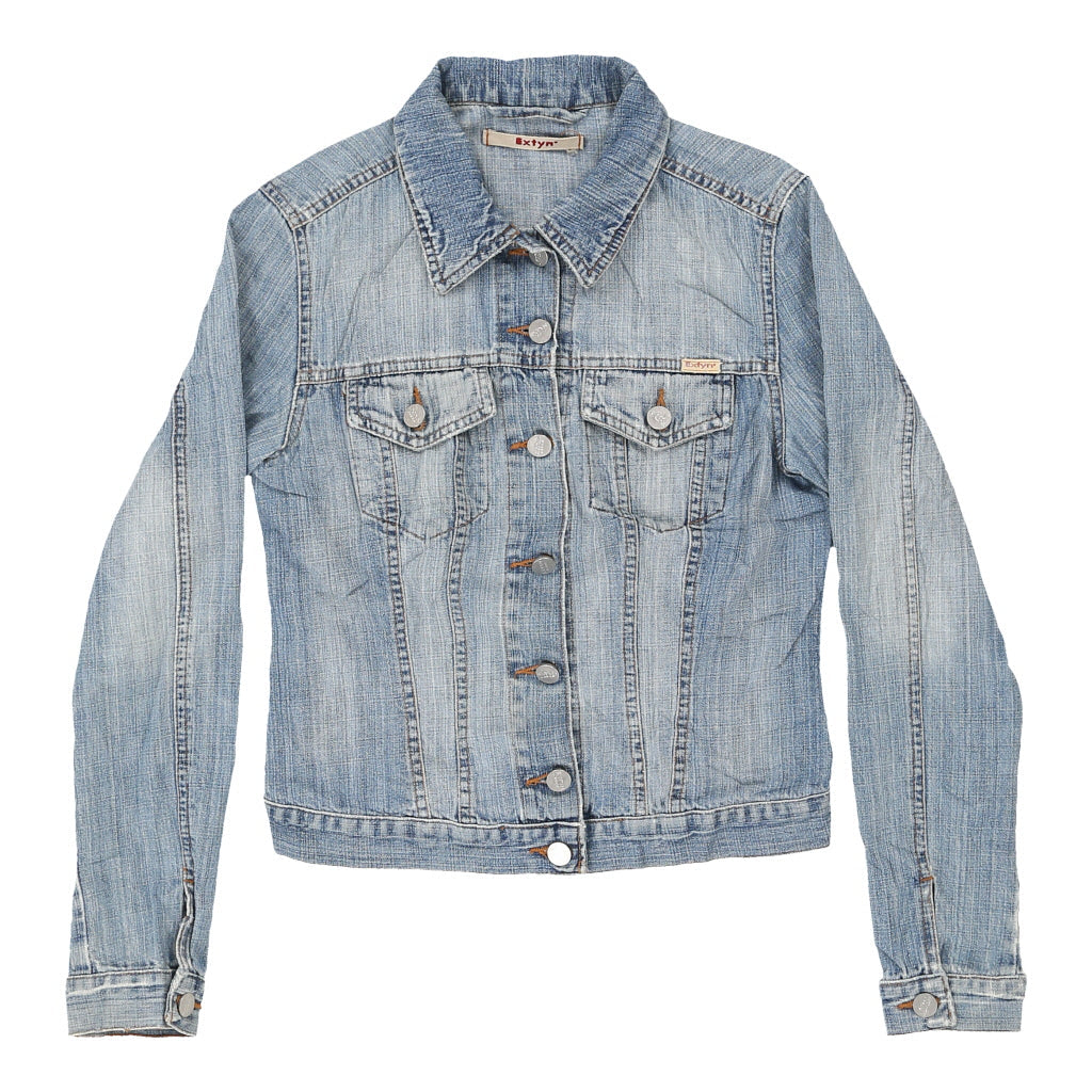 Y2K Extyn Denim Jacket - Small Light Wash Cotton Refurbished - Thrifted (note: this is a term often used to describe second- refurbished available on Cerqular