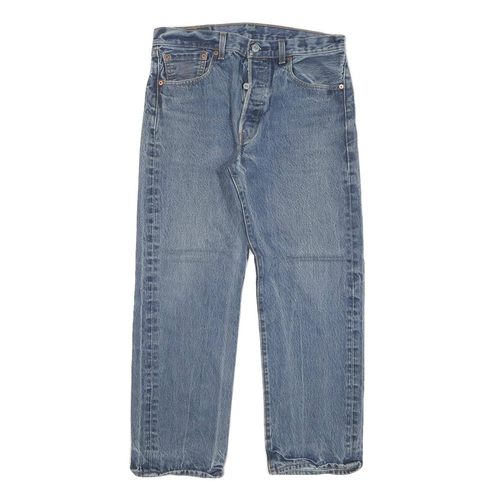 LEVI'S 501 Mens Jeans Blue Regular Straight Denim Medium W30 L27 Classic Button Refurbished - N/A refurbished available on Cerqular