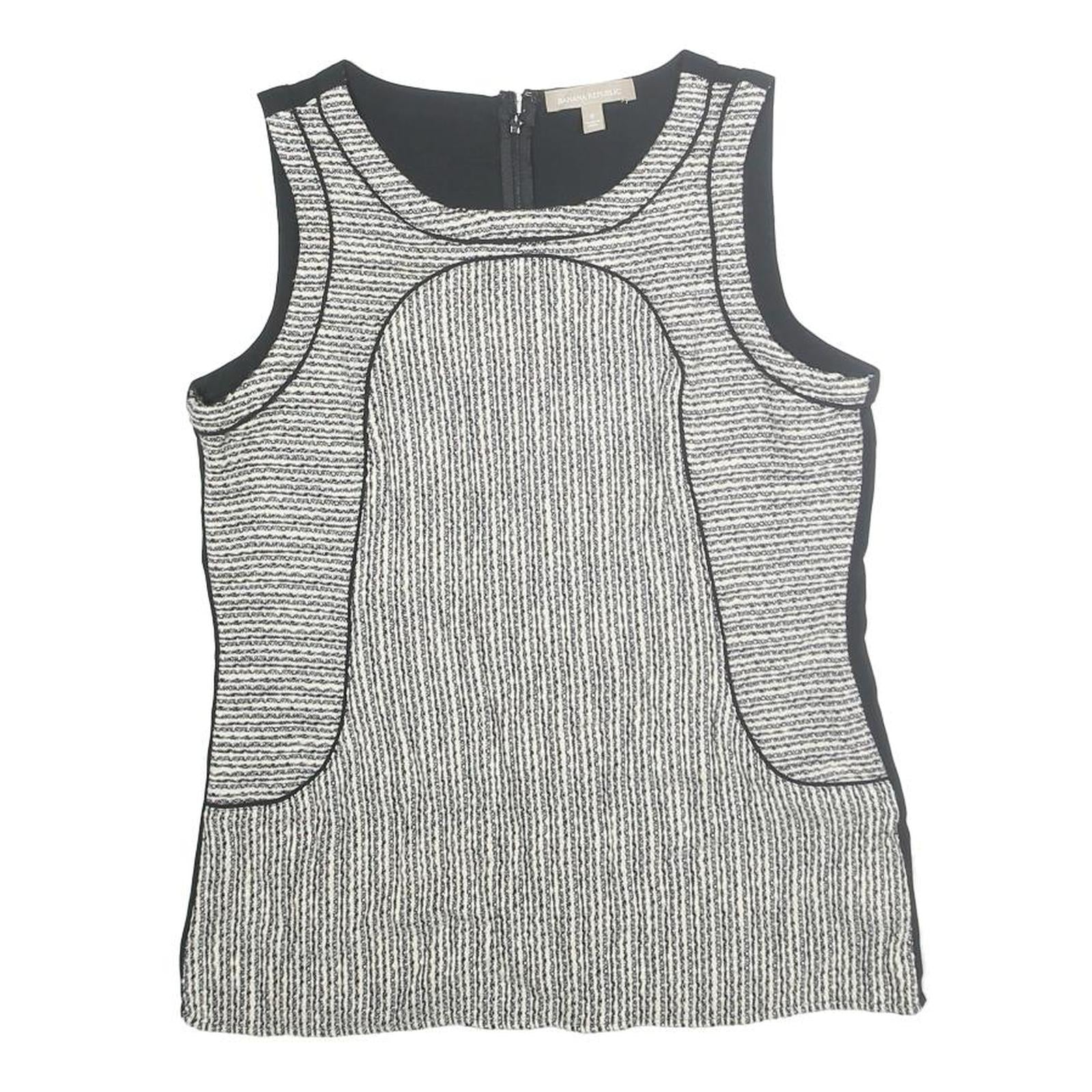 BANANA REPUBLIC Womens Black & Grey Sleeveless Round Neck Printed Top M Smart Refurbished - N/A refurbished available on Cerqular