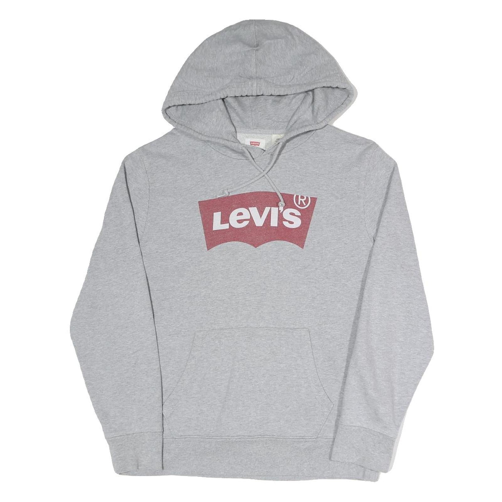 LEVI'S Mens Grey S Hoodie Cotton Blend Pullover Logo Sweatshirt Refurbished - N/A refurbished available on Cerqular