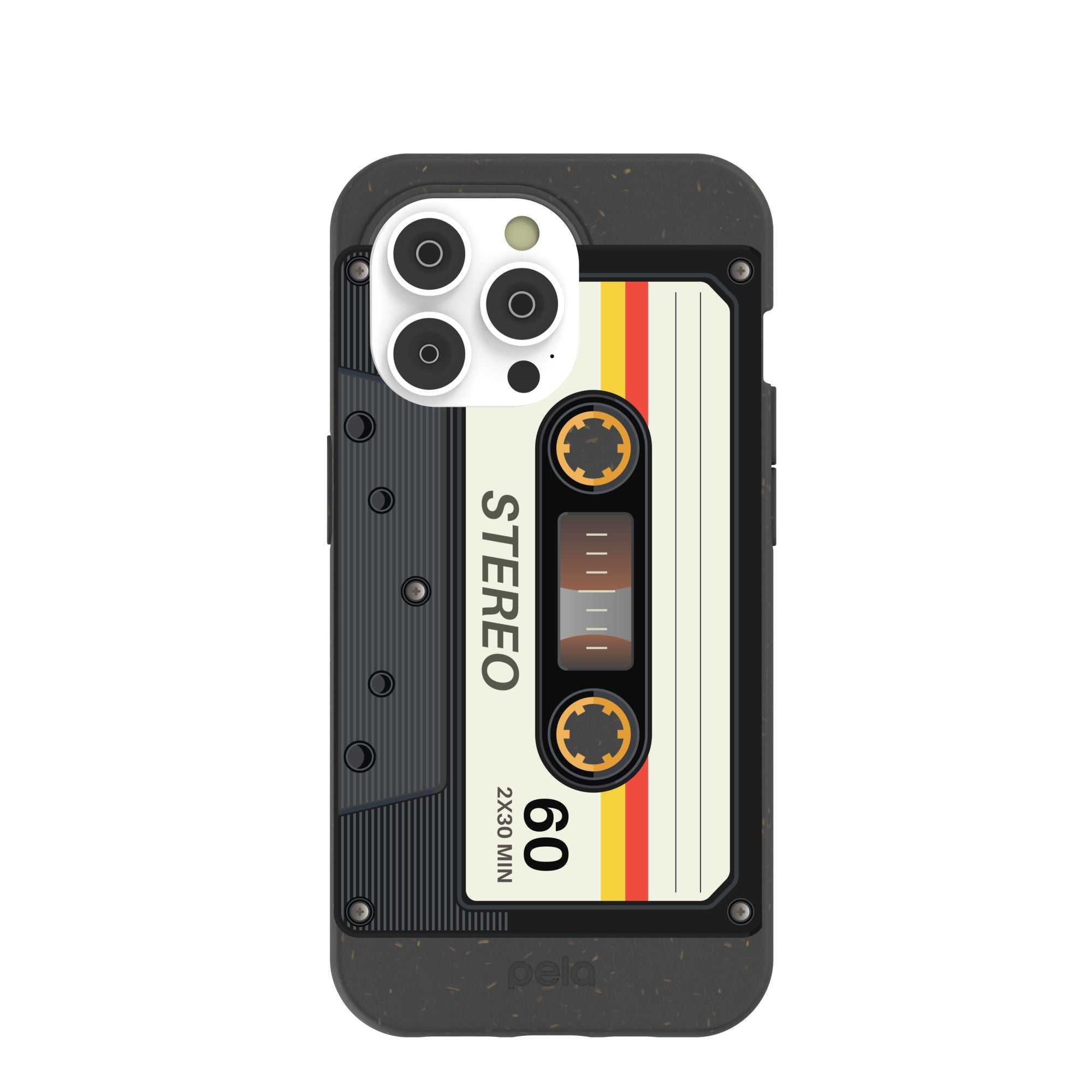 Black Cassette iPhone 14 Pro Case Refurbished - Pela Case refurbished available on Cerqular