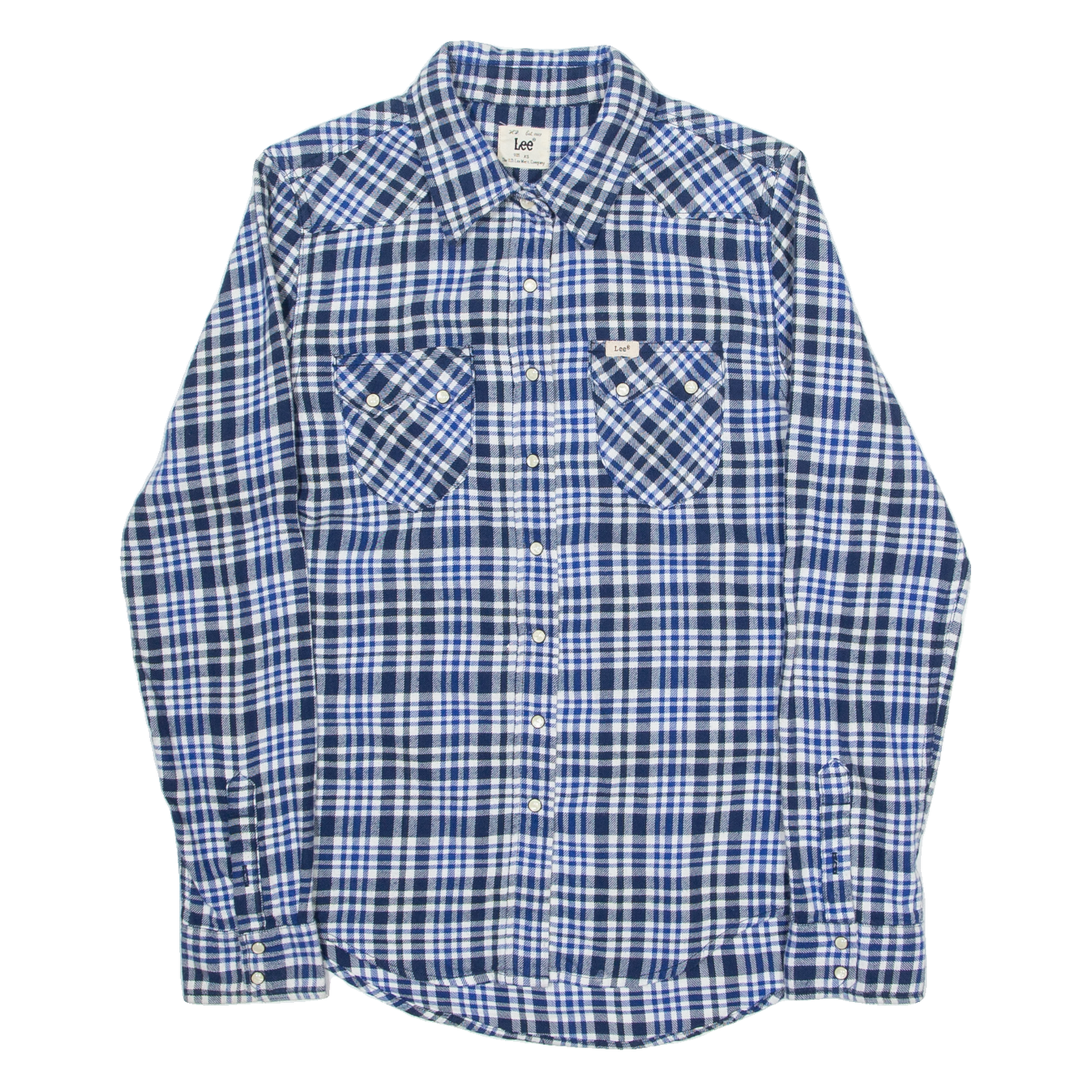 LEE Womens Shirt Blue Check Long Sleeve XS Refurbished - N/A refurbished available on Cerqular