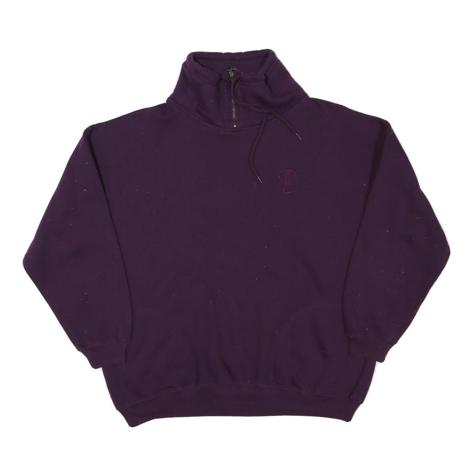 PRO SPIRIT Mens Purple Quarter Zip Sweatshirt M Cotton Blend Casual Pullover Refurbished - N/A refurbished available on Cerqular