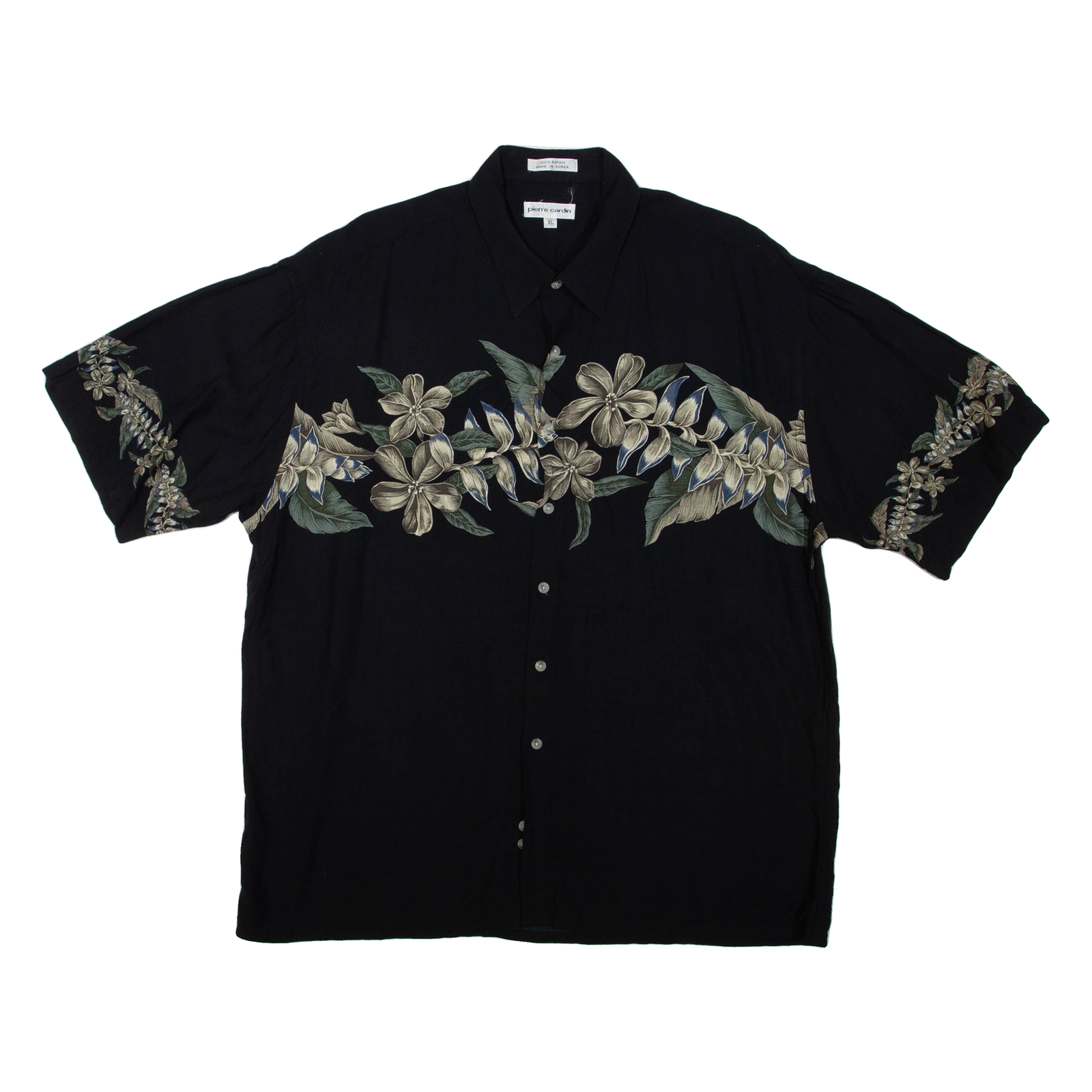 PIERRE CARDIN Mens Hawaiian Shirt Black Floral XL Refurbished - N/A refurbished available on Cerqular