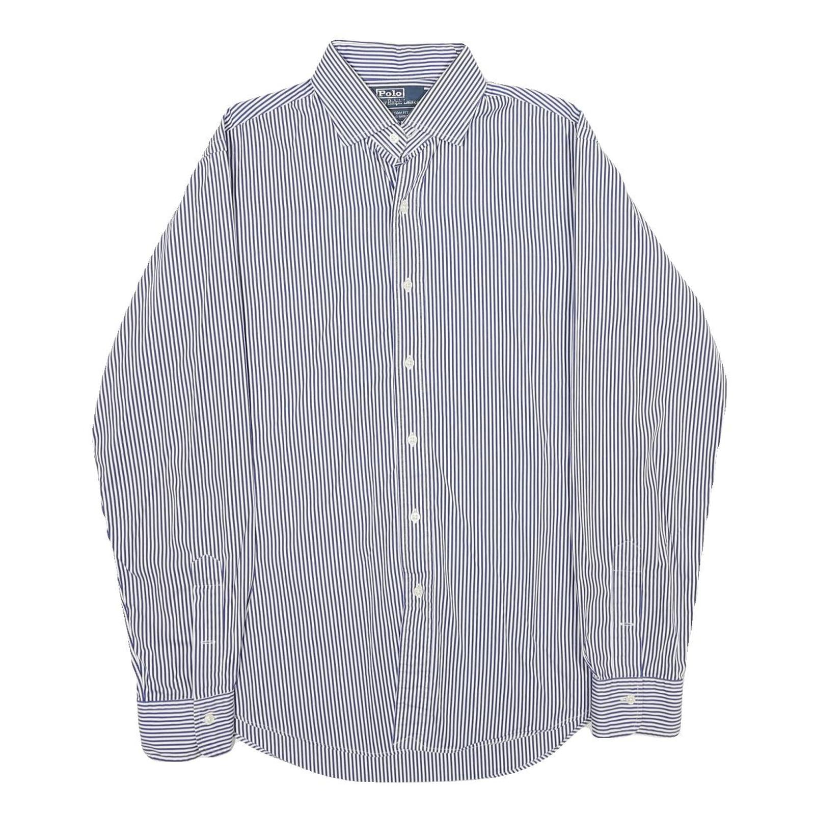 POLO RALPH LAUREN Mens Blue & White Striped Shirt M Classic Cotton Button-Down Refurbished - N/A refurbished available on Cerqular
