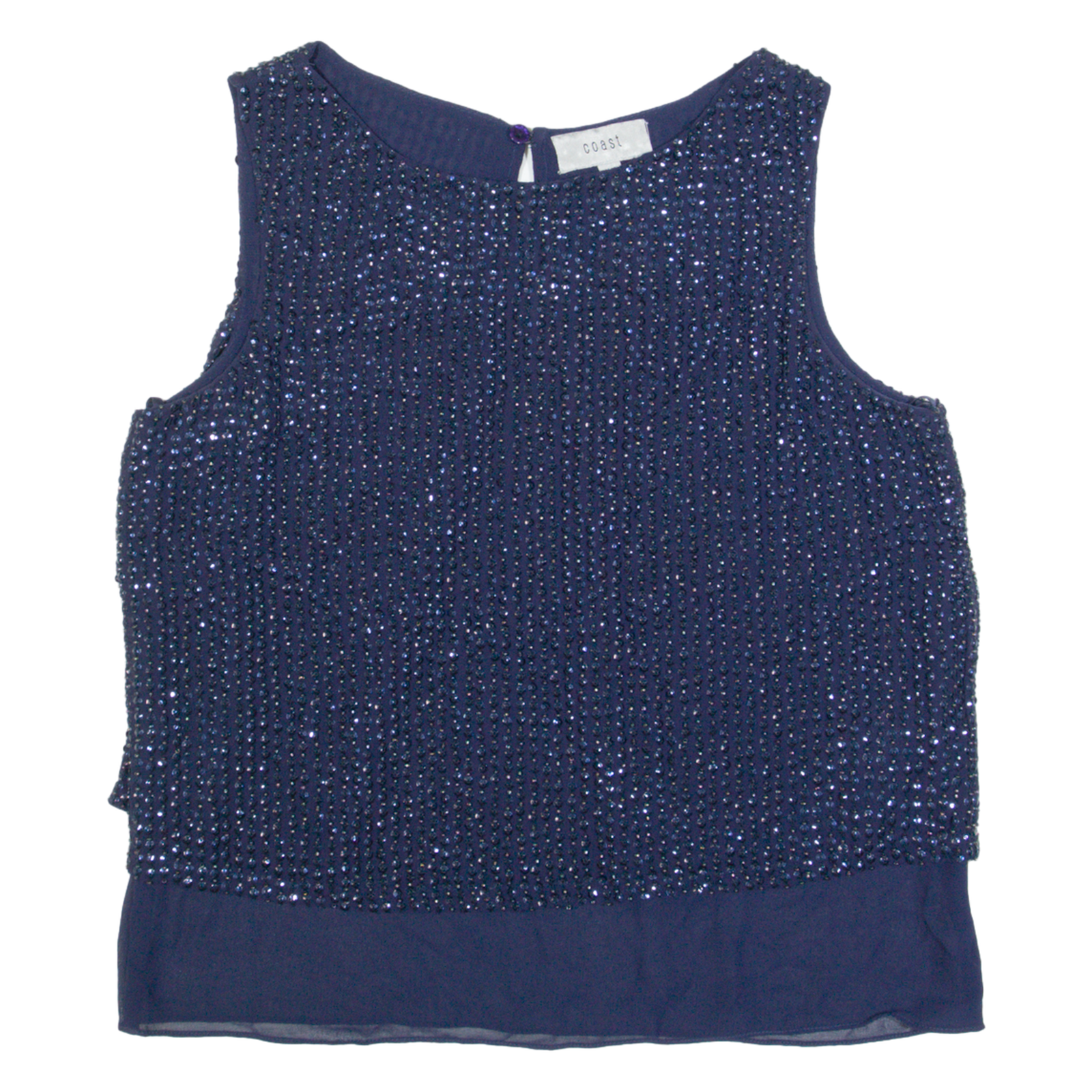 COAST Beaded Womens Vest Blue Sleeveless UK 10 Refurbished - N/A refurbished available on Cerqular