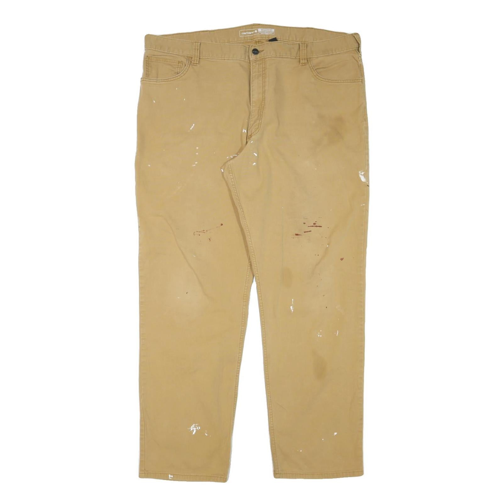 CARHARTT Mens Cotton Blend Beige Relaxed Straight Trousers W42 L32 Workwear Refurbished - N/A refurbished available on Cerqular