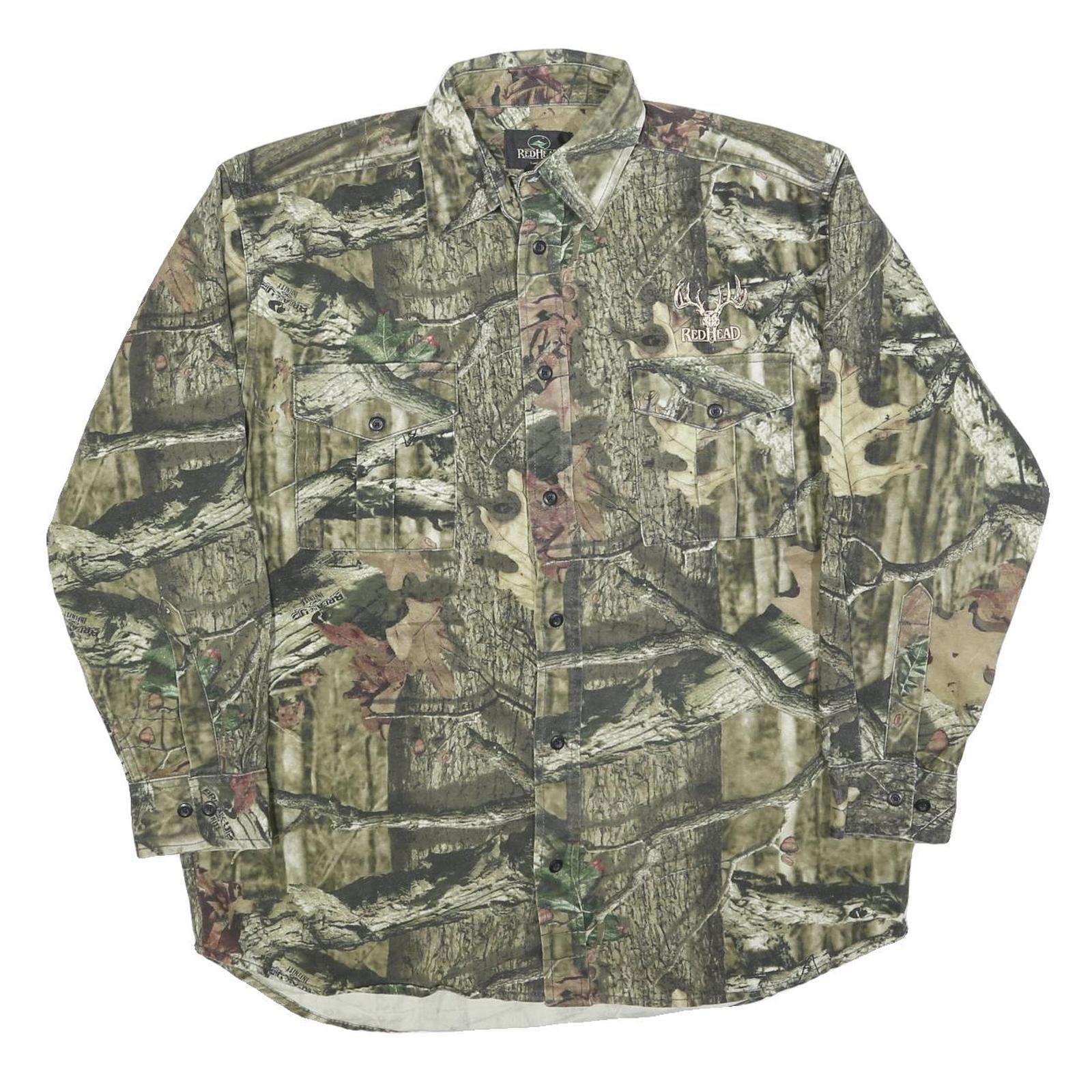 RED HEAD Mens Green Camo Long Sleeve Shirt L Cotton Blend Hunting Outdoor Refurbished - N/A refurbished available on Cerqular