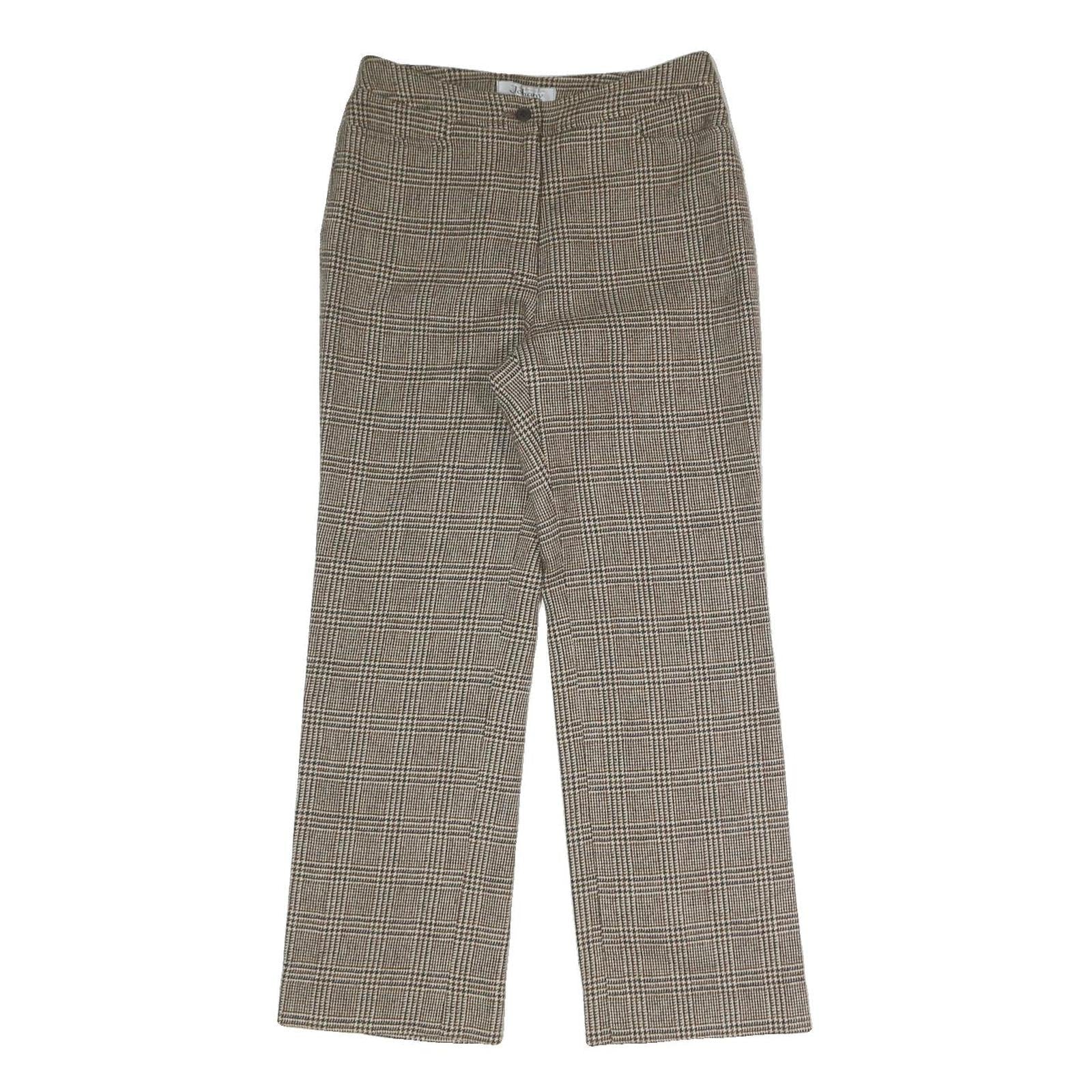 JOHANY Womens Regular Checked Trousers Beige W28 L27 Smart Casual Zip Closure Refurbished - N/A refurbished available on Cerqular
