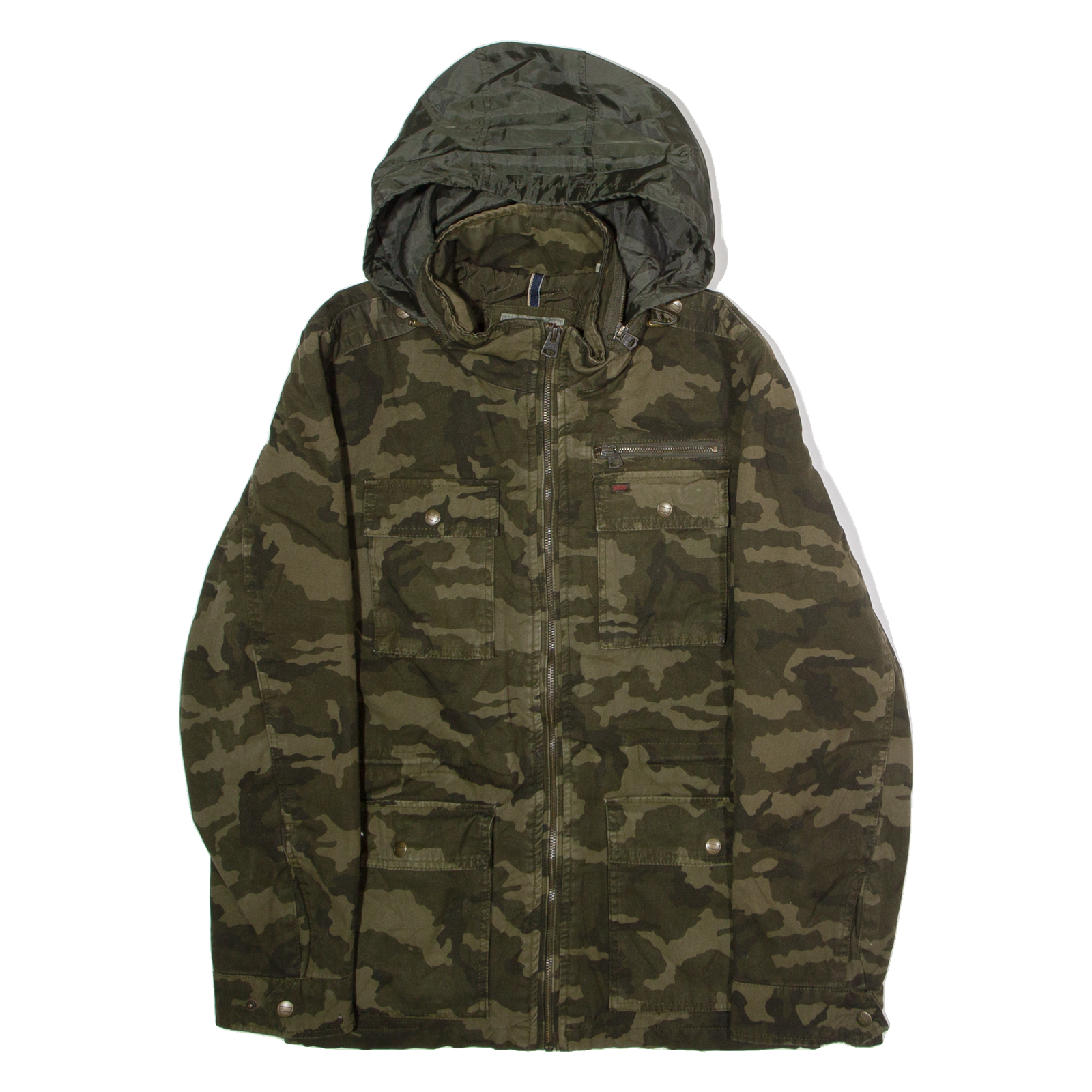 LEVI'S Mens Parka Coat Green Canvas Hooded Camouflage M Refurbished - N/A refurbished available on Cerqular