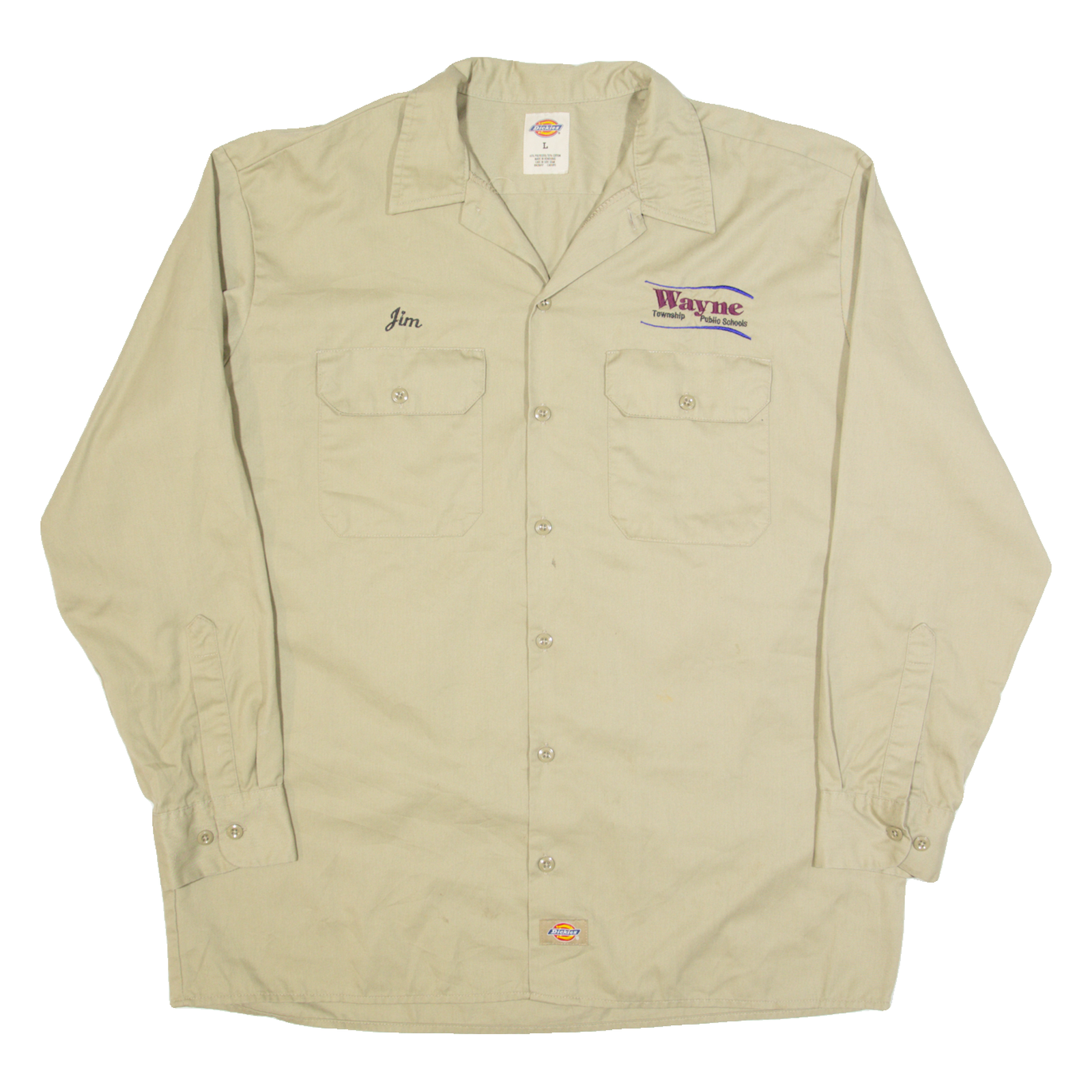 DICKIES Mens Worker Shirt Beige Long Sleeve L Refurbished - N/A refurbished available on Cerqular