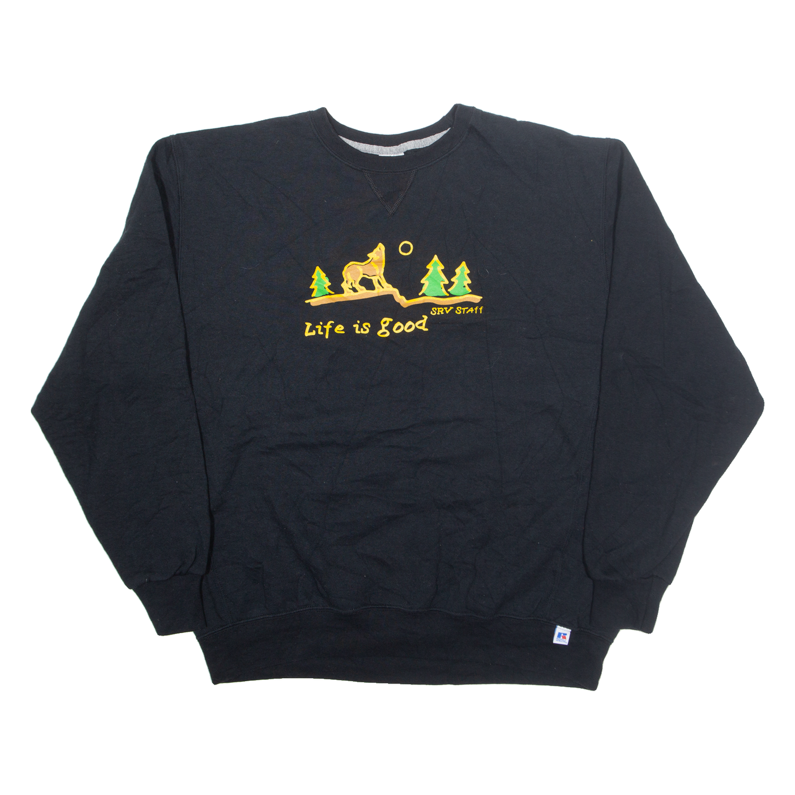 RUSSELL ATHLETIC Life Is Good Wolf Mens Sweatshirt Black XL Refurbished - N/A refurbished available on Cerqular