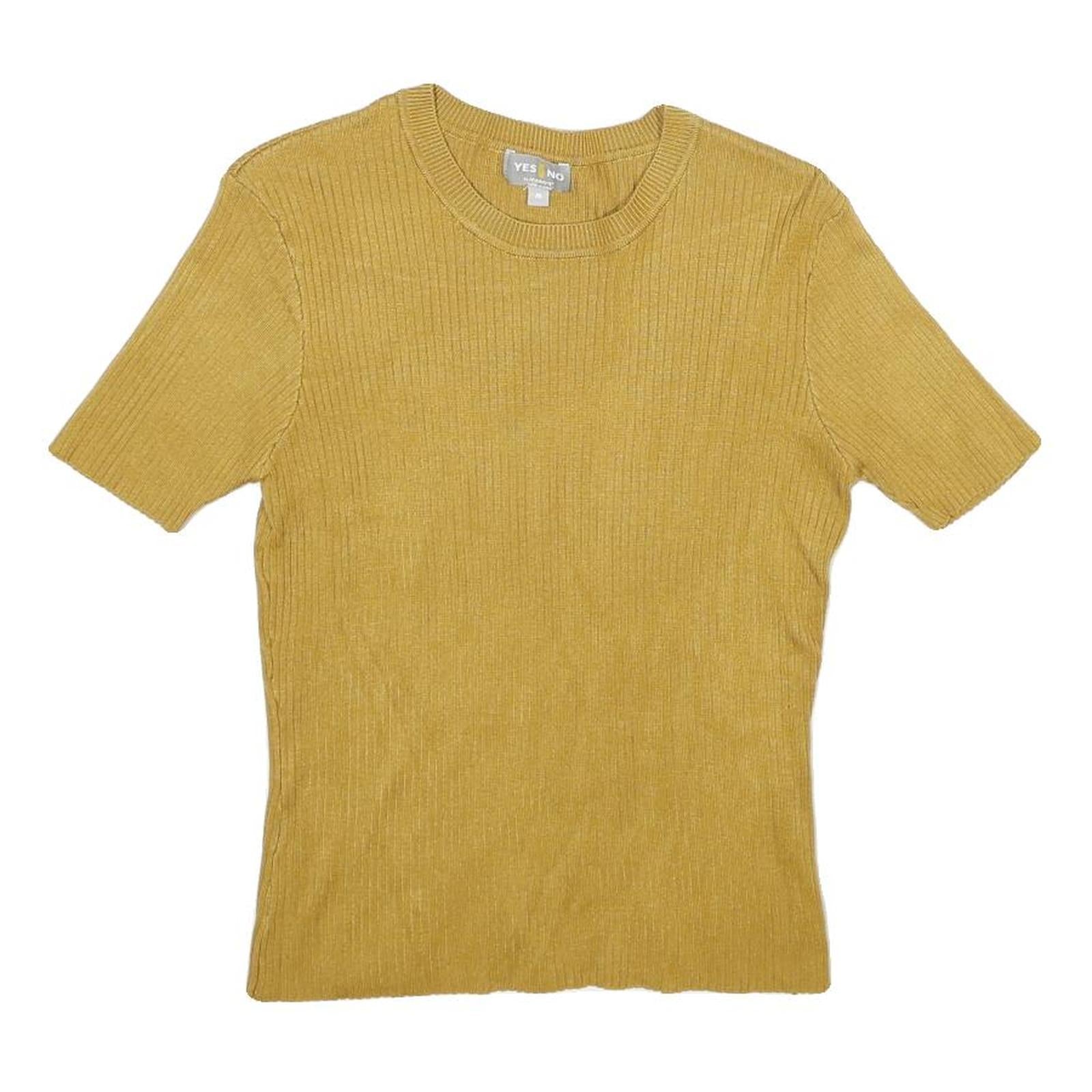 YES OR NO Womens Yellow Plain Basic Knit Crew Neck Jumper M Casual Lightweight Refurbished - N/A refurbished available on Cerqular