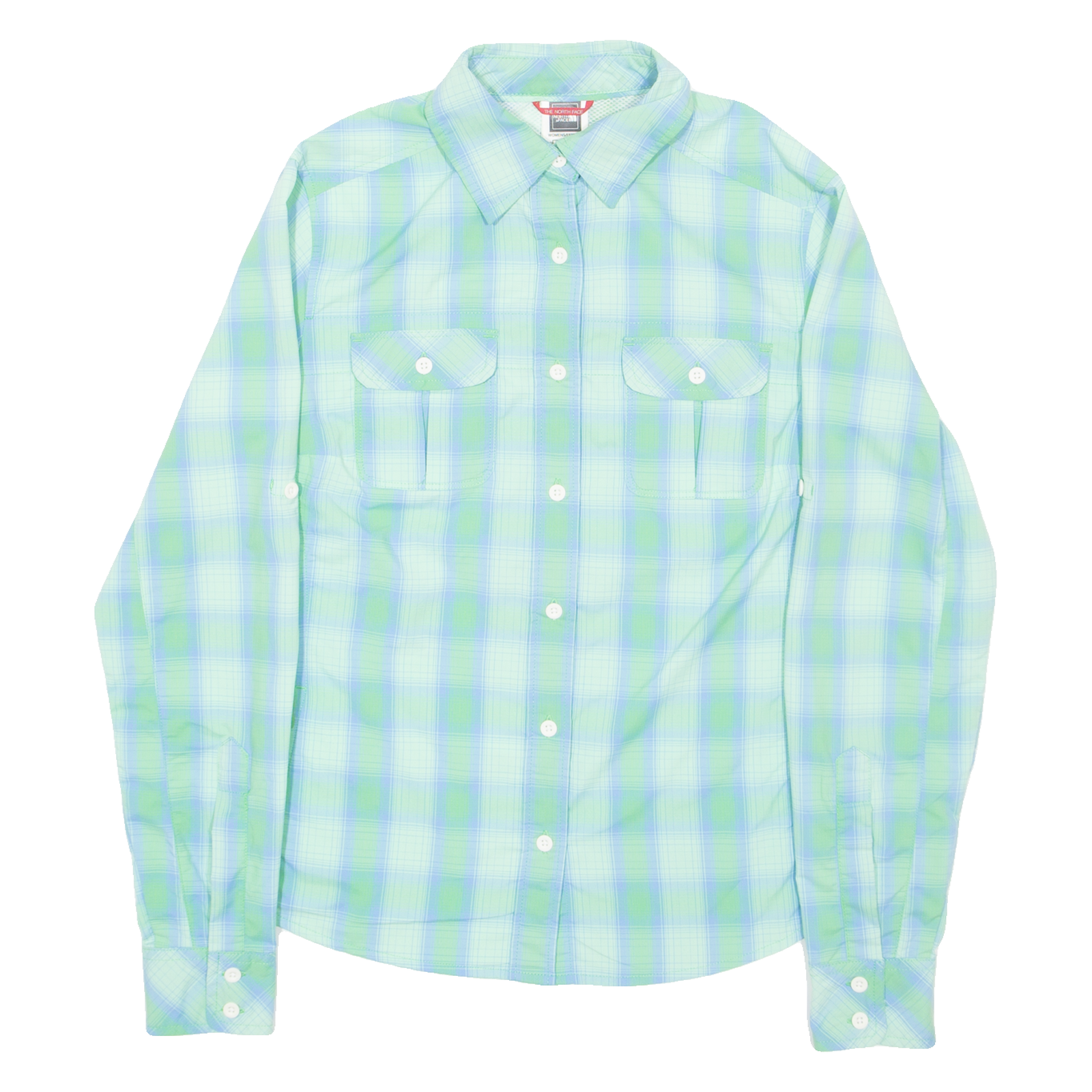 THE NORTH FACE Womens Shirt Green Check Long Sleeve XS Refurbished - N/A refurbished available on Cerqular