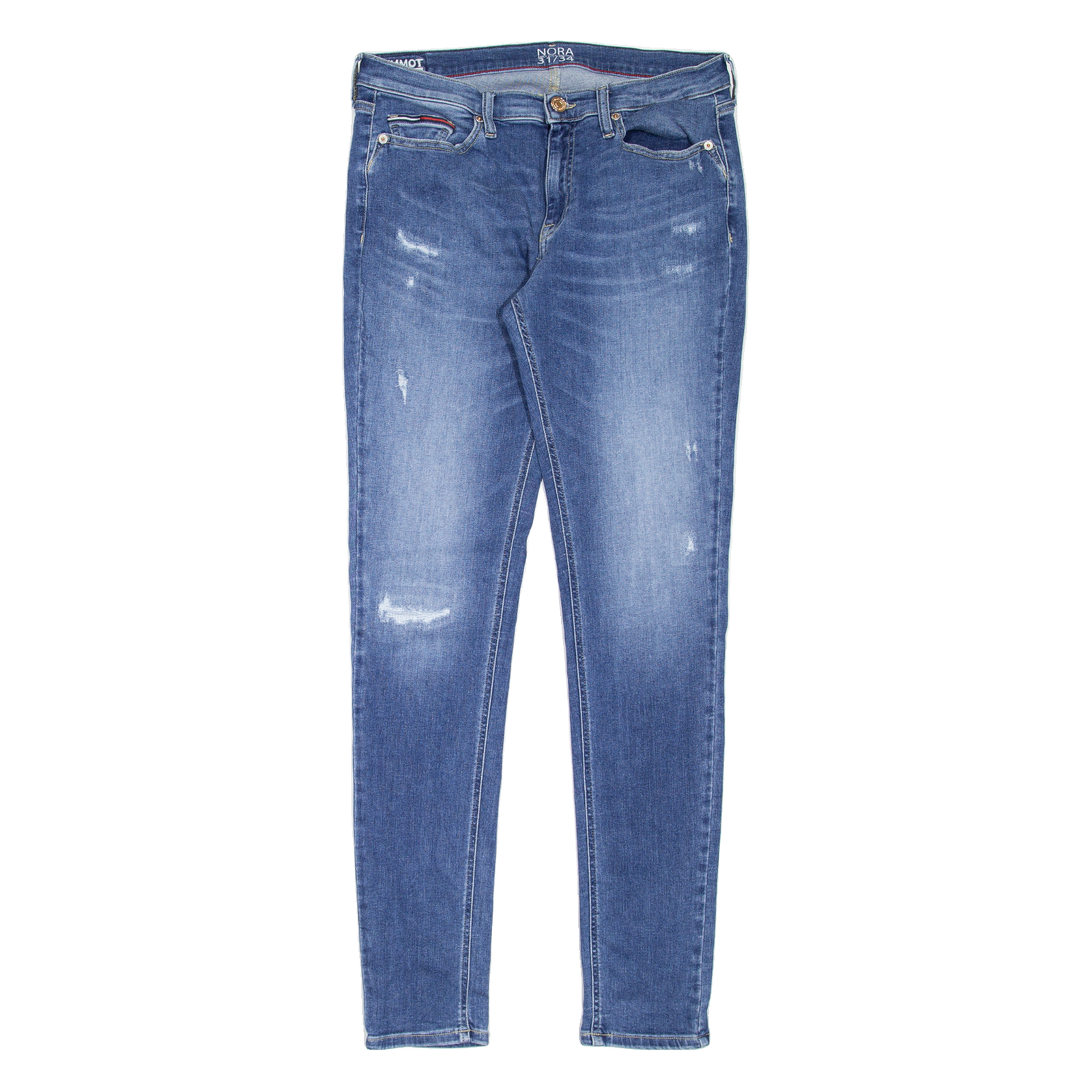 TOMMY HILFIGER Nora Mid Rise Distressed Womens Jeans Blue Slim Skinny W31 L31 Refurbished - N/A refurbished available on Cerqular
