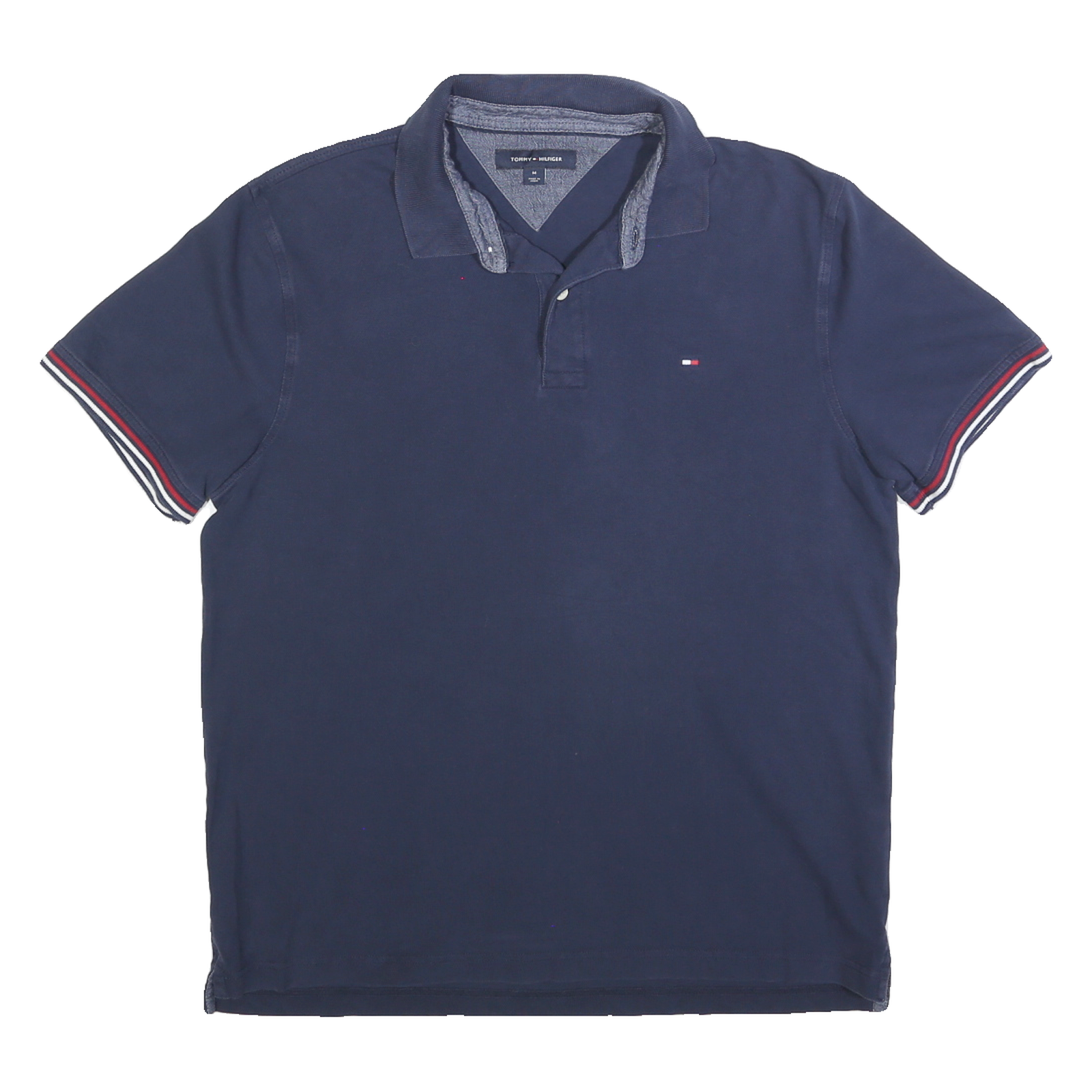 TOMMY HILFIGER Mens Navy Blue Cotton Blend Short Sleeve Polo Shirt M Classic Fit Refurbished - N/A refurbished available on Cerqular