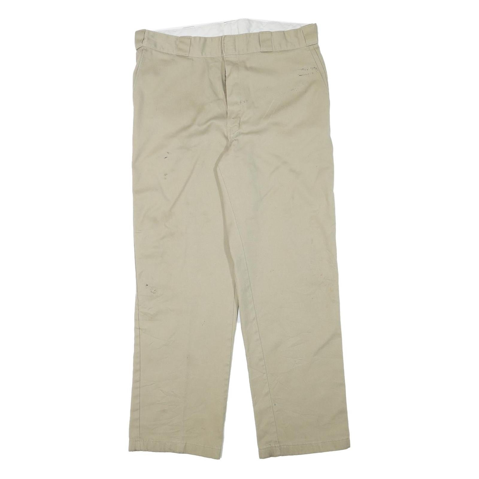 DICKIES Mens Cotton Blend Beige Regular Fit Straight Leg Trousers W35 L30 Refurbished - N/A refurbished available on Cerqular