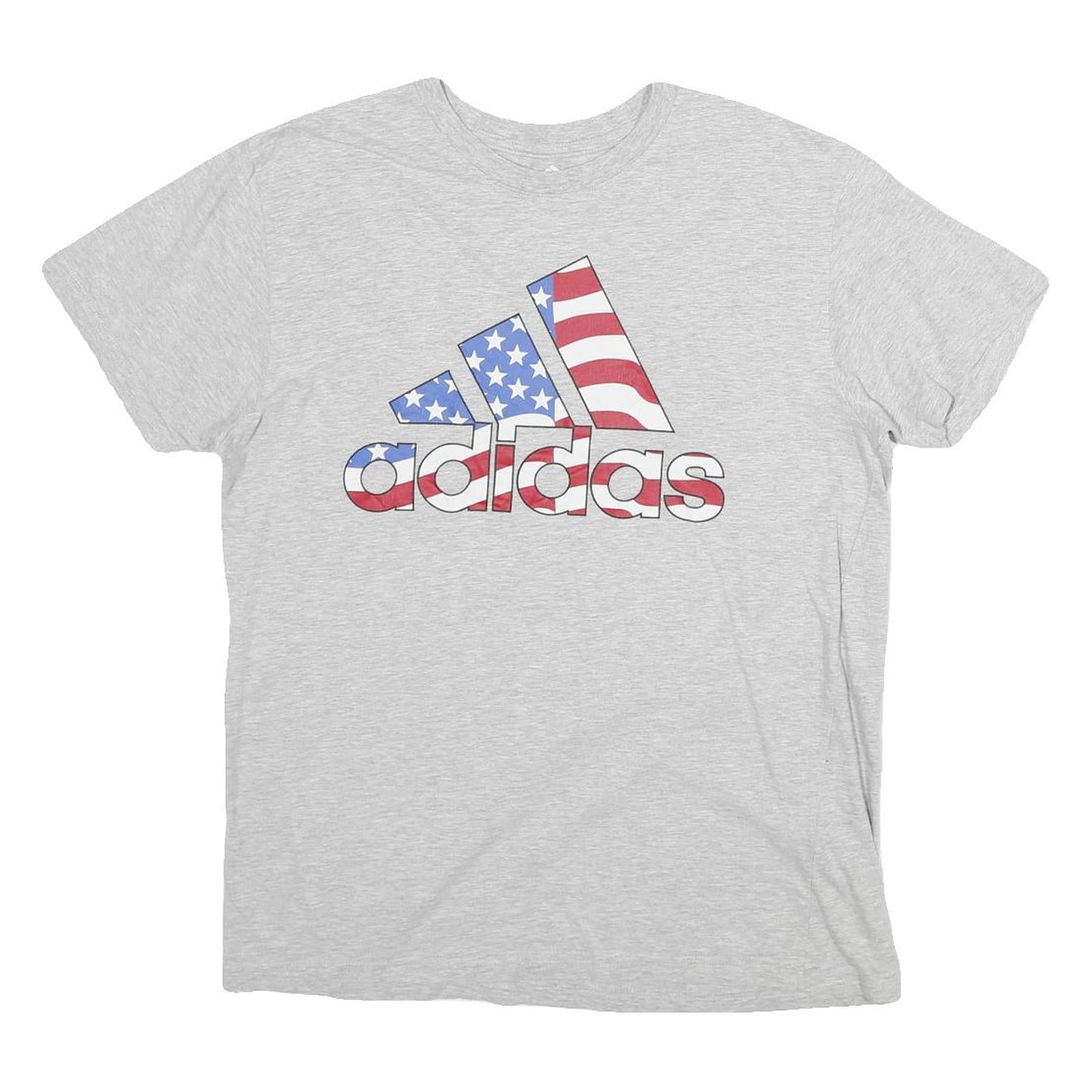 ADIDAS Mens Grey USA Flag Graphic T-Shirt M Short Sleeve Crew Neck Casual Refurbished - N/A refurbished available on Cerqular