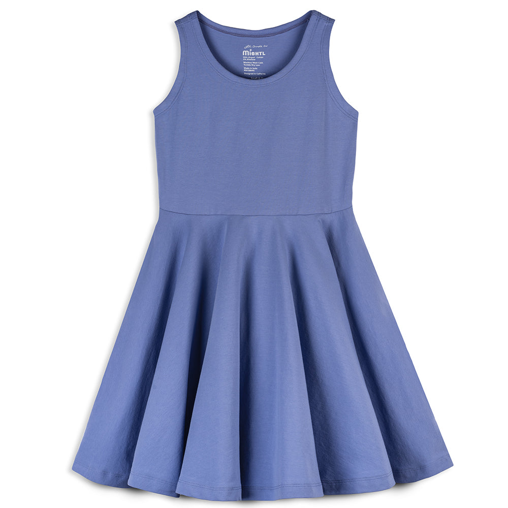 Kids Organic Cotton Sleeveless Twirl Dress - Solids | Color: Periwinkle | size: X-Small (4/5) Refurbished - N/A (Note: There is no well-known brand named "M refurbished available on Cerqular