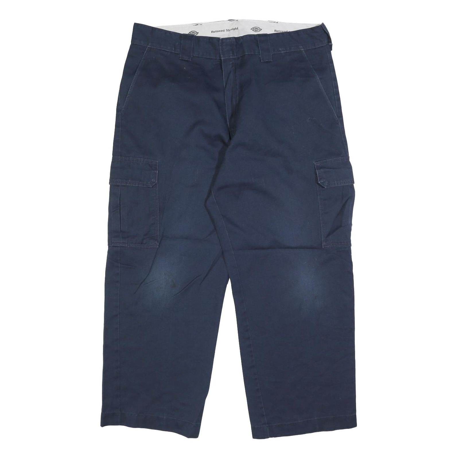 DICKIES Mens Cotton Blend Navy Relaxed Straight Cargo Work Trousers W38 L27 Refurbished - N/A refurbished available on Cerqular
