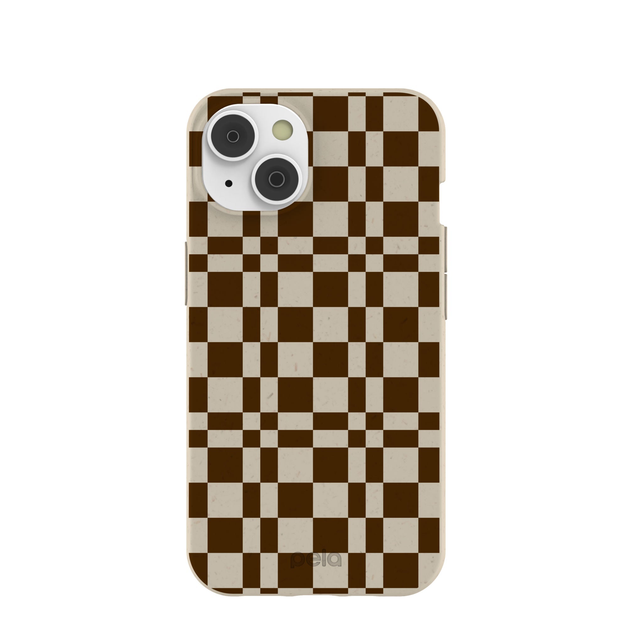 London Fog Chestnut Checkers iPhone 14/16e Case Refurbished - Pela Case refurbished available on Cerqular