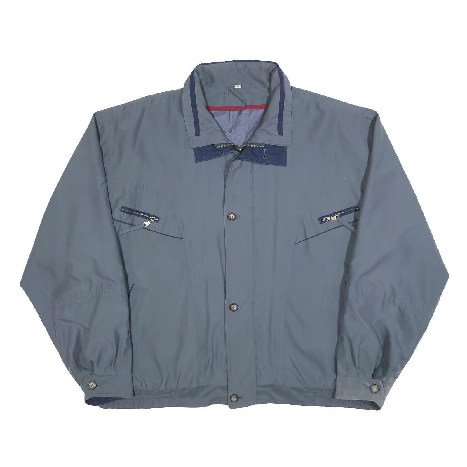 Mens Blue Cotton Blend Zip Jacket 2XL Casual Lightweight Plain Outerwear Refurbished - N/A refurbished available on Cerqular
