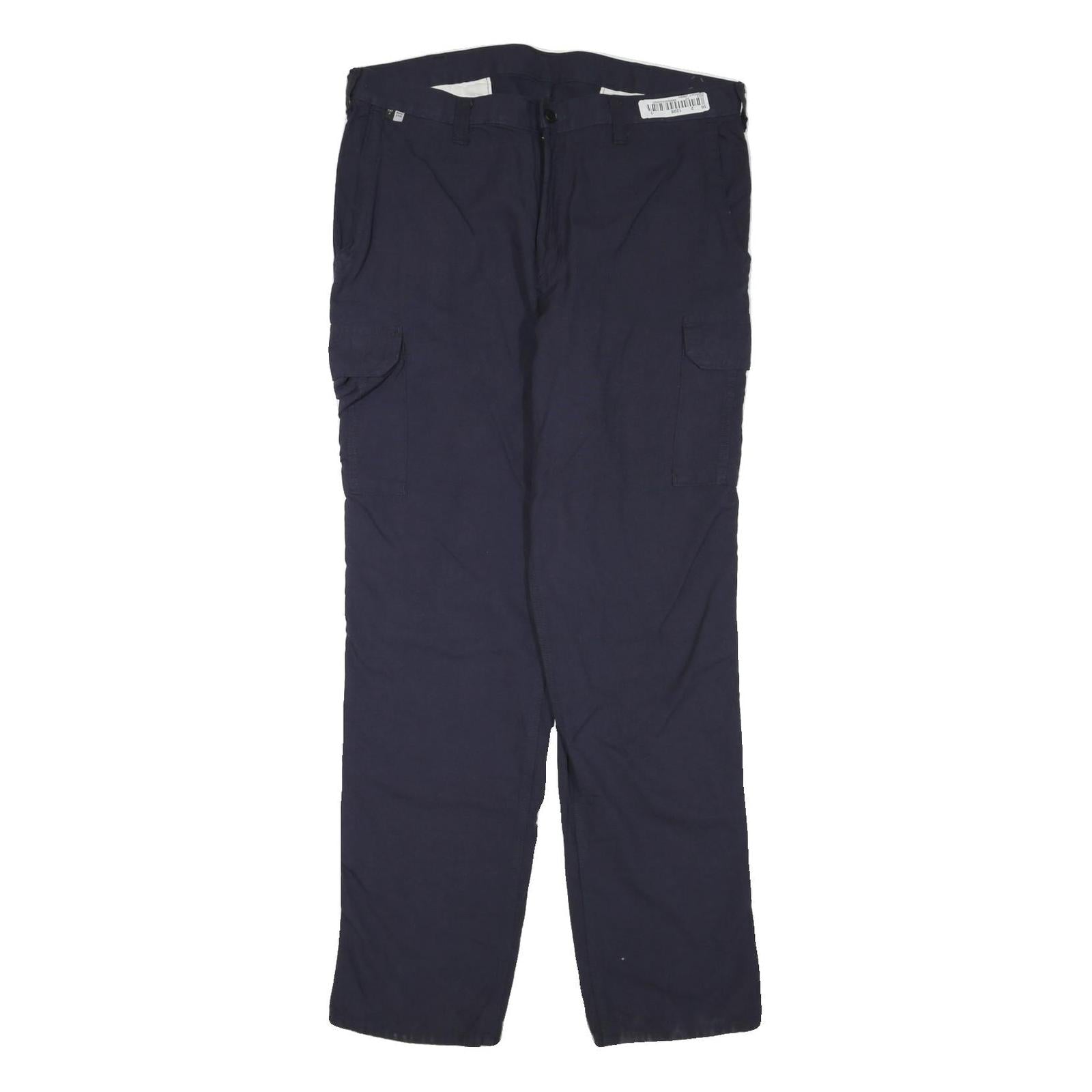 CARHARTT Mens Navy Cotton Blend Regular Cargo Trousers W38 L34 Workwear Zip Refurbished - N/A refurbished available on Cerqular