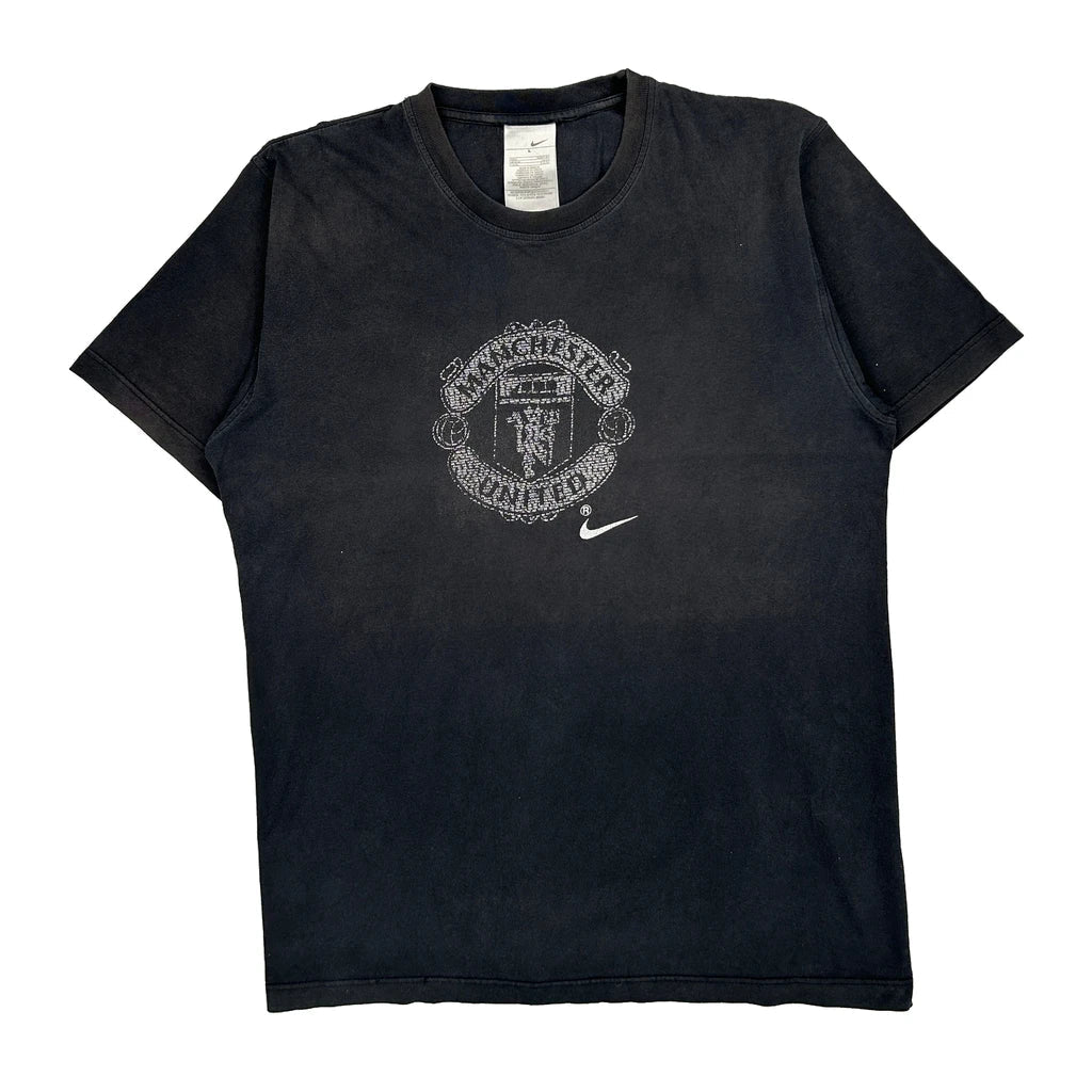 Manchester United Nike Graphic T-Shirt - Large Black Cotton Refurbished - Thrifted (note: this is a term often used to describe second- refurbished available on Cerqular