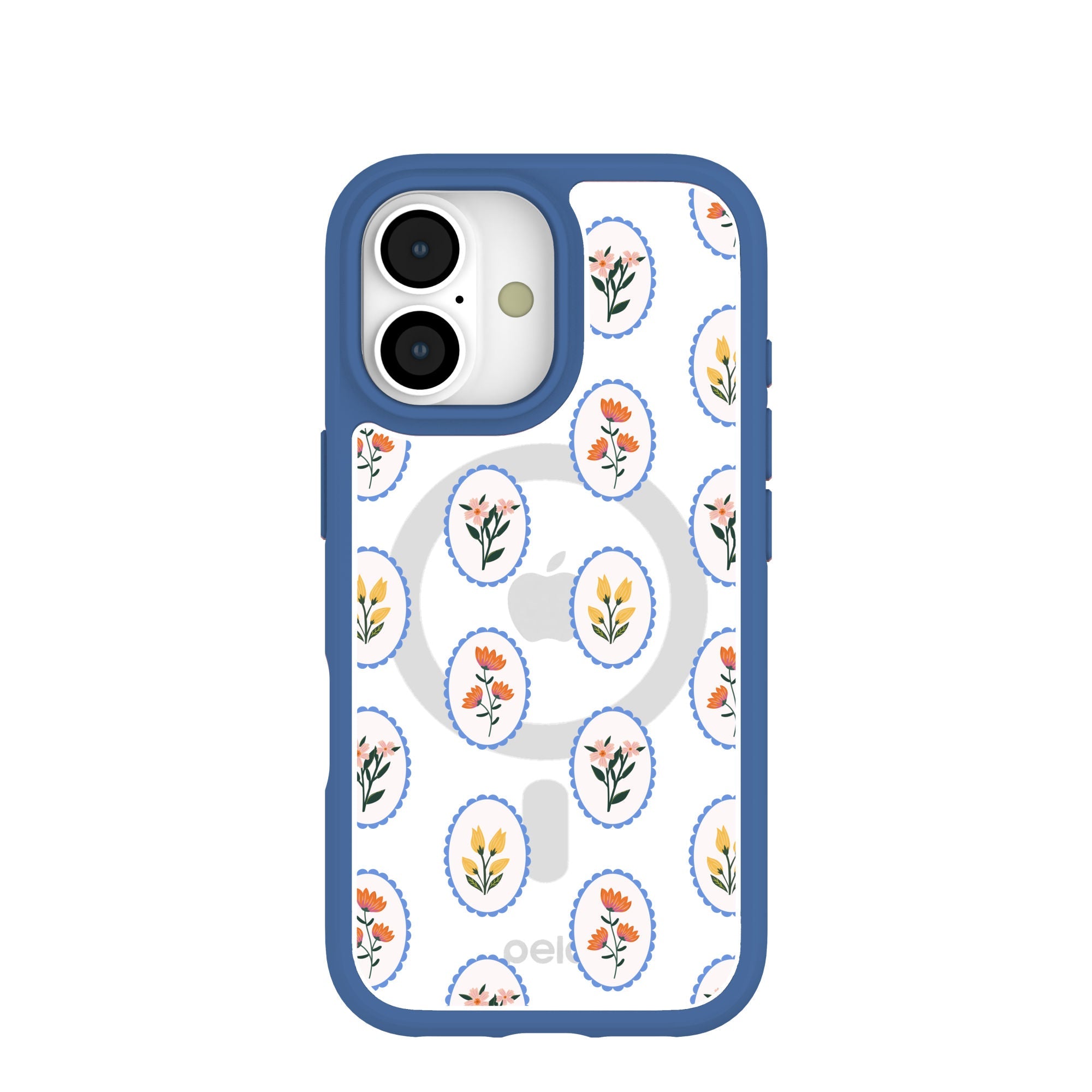 Clear Rosette Frame iPhone 17 Case With True Blue Ridge (MagSafe included) Refurbished - Pela Case refurbished available on Cerqular