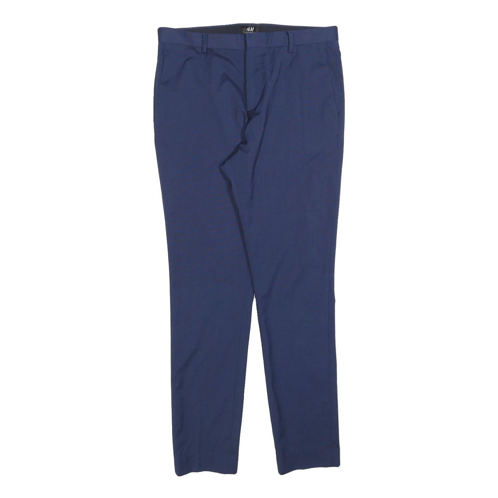 H&M Mens Polyester Blend Blue Slim Straight Trousers W30 L30 Formal Workwear Refurbished - N/A refurbished available on Cerqular