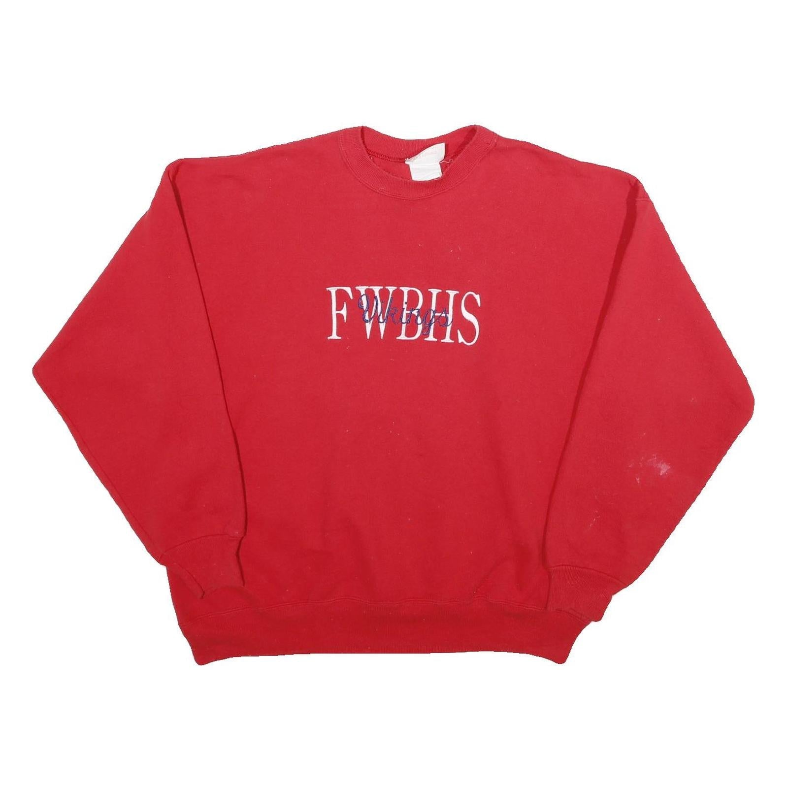 HANES Mens Red FWBHS Logo Crew Neck XL Cotton Blend Sweatshirt Casual Pullover Refurbished - N/A refurbished available on Cerqular