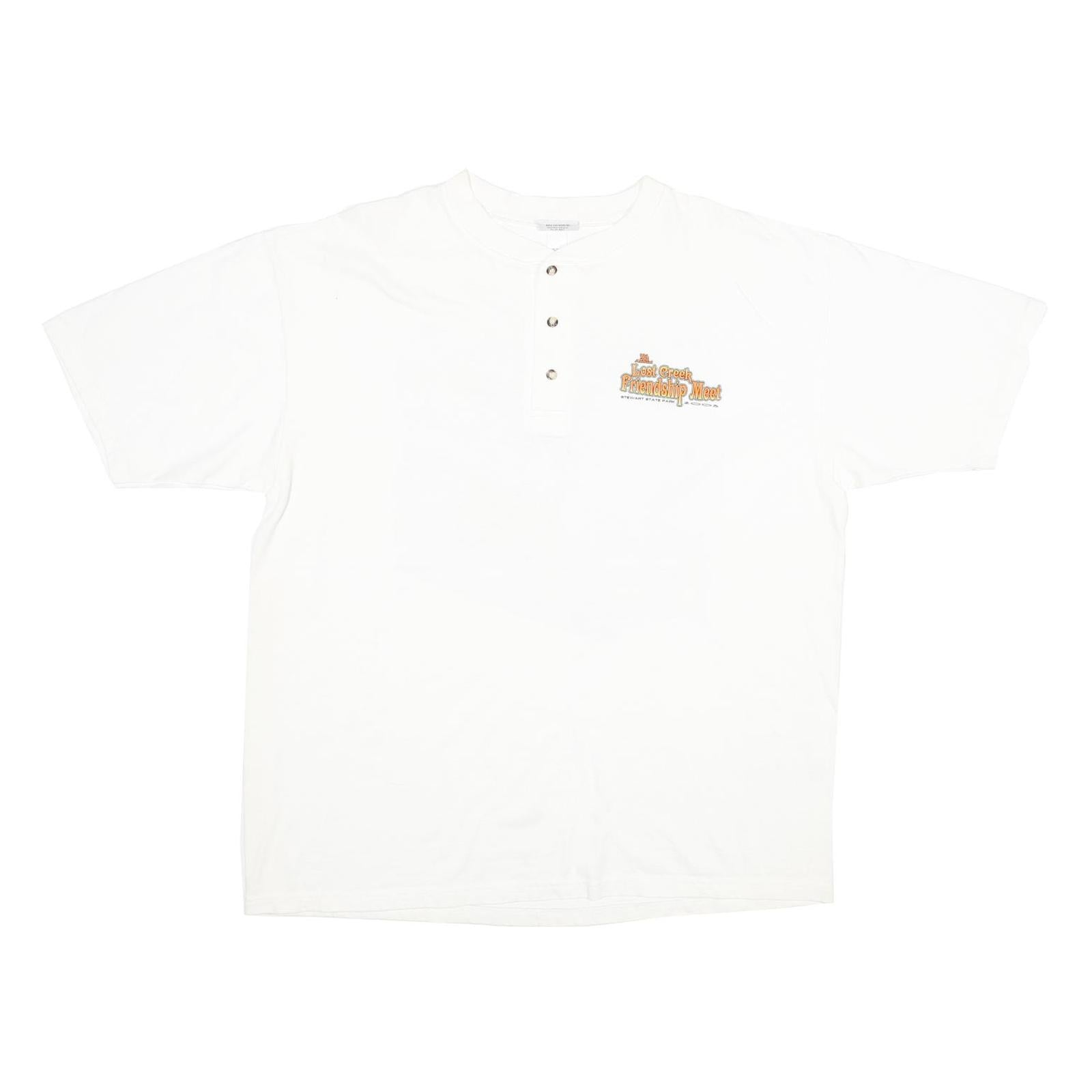 ANVIL Mens White Vintage Graphic XL Short Sleeve Henley Friendship Meet Refurbished - N/A refurbished available on Cerqular