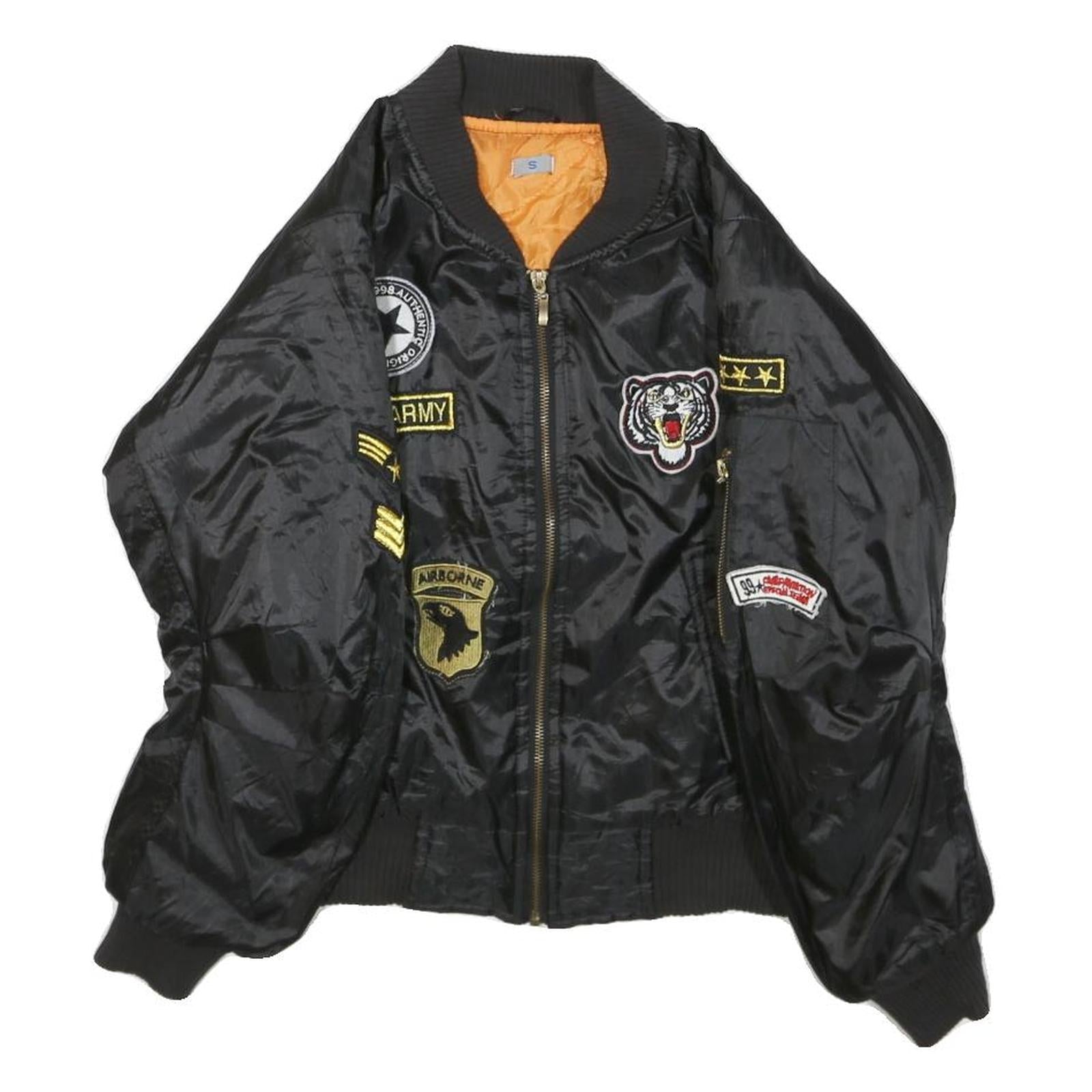 Womens Black Polyester Military Style Jacket S Woven Classic Zip Patches Refurbished - N/A refurbished available on Cerqular