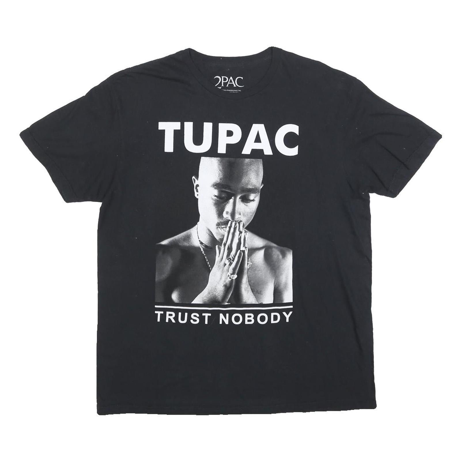 2PAC Mens Black Graphic T-Shirt L Short Sleeve Crew Neck Tupac Trust Nobody Refurbished - N/A refurbished available on Cerqular