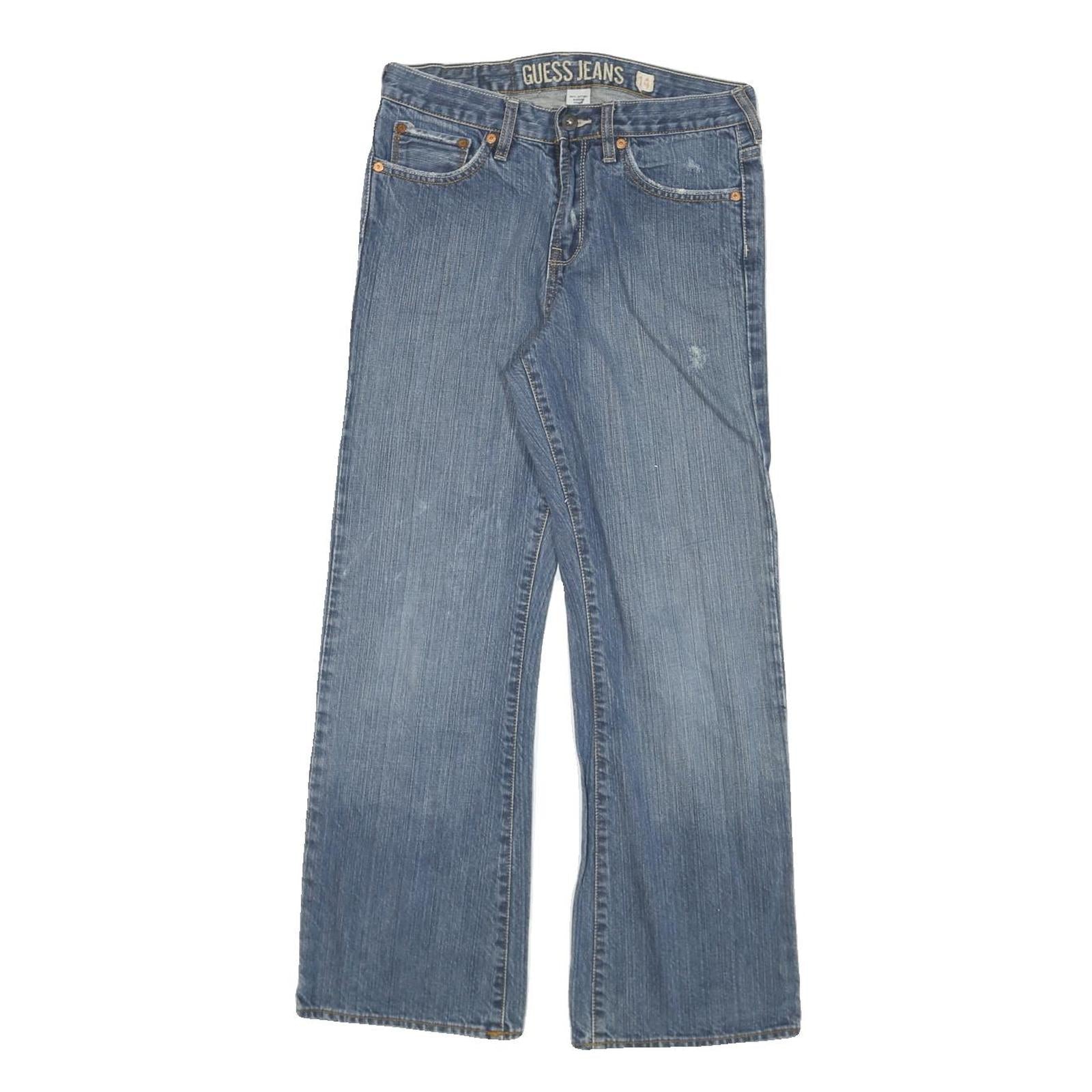 GUESS Womens Blue Regular Fit Straight Denim Medium Wash Jeans W28 L27 Classic Refurbished - N/A refurbished available on Cerqular