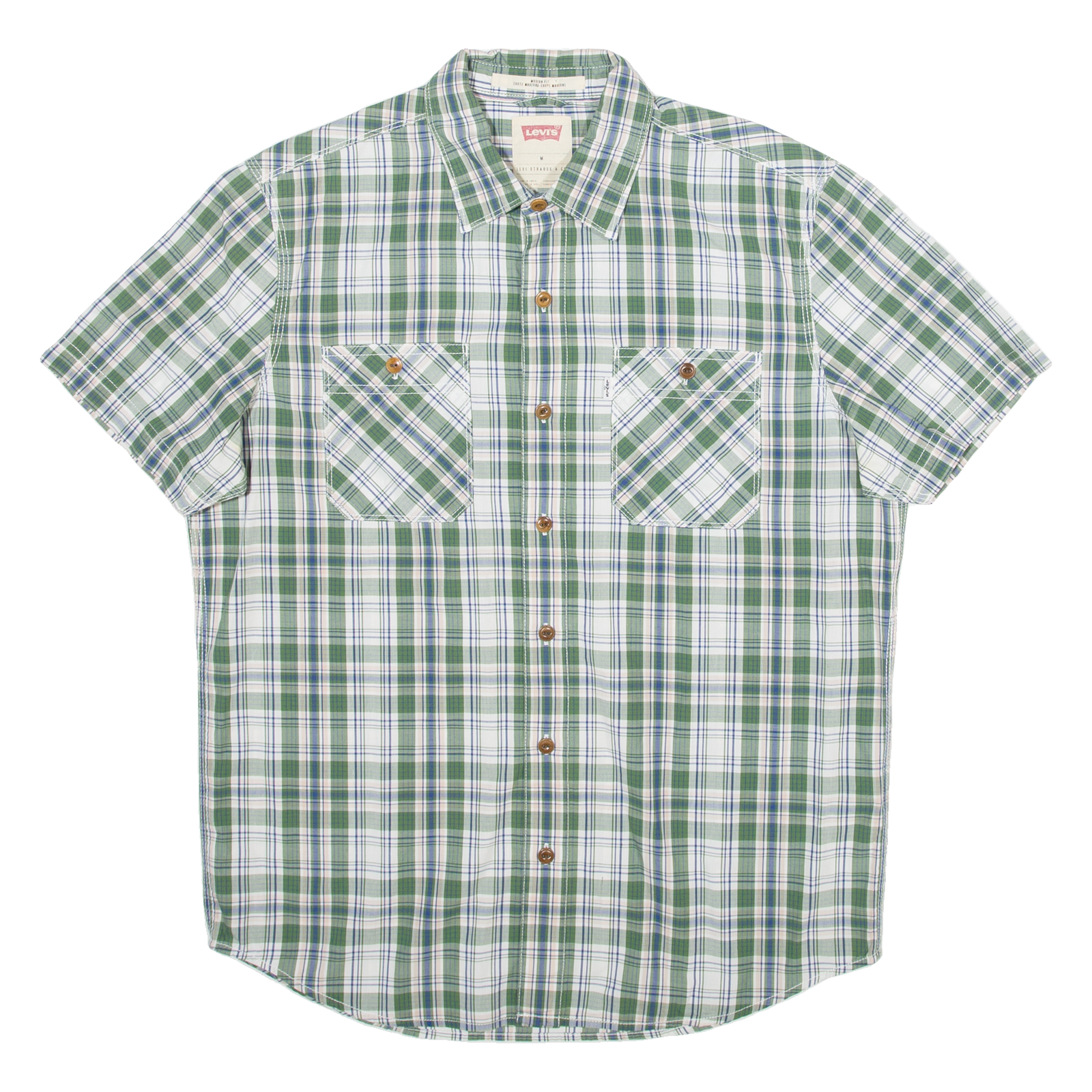 LEVI'S Modern Fit Mens Shirt Green Plaid M Refurbished - N/A refurbished available on Cerqular
