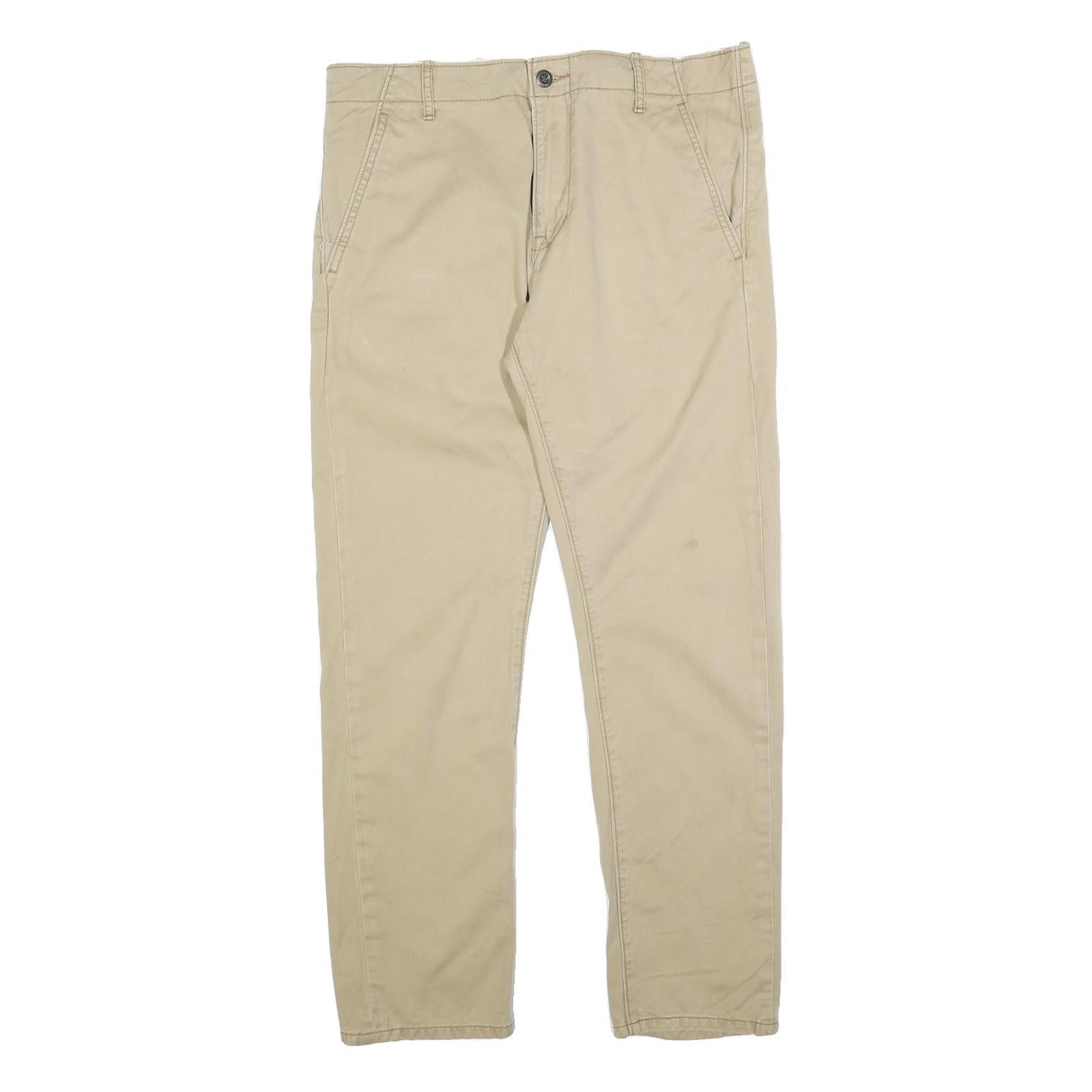 LEVI'S Mens Regular Beige Cotton Blend Trousers W35 L30 Classic Zip Closure Refurbished - N/A refurbished available on Cerqular