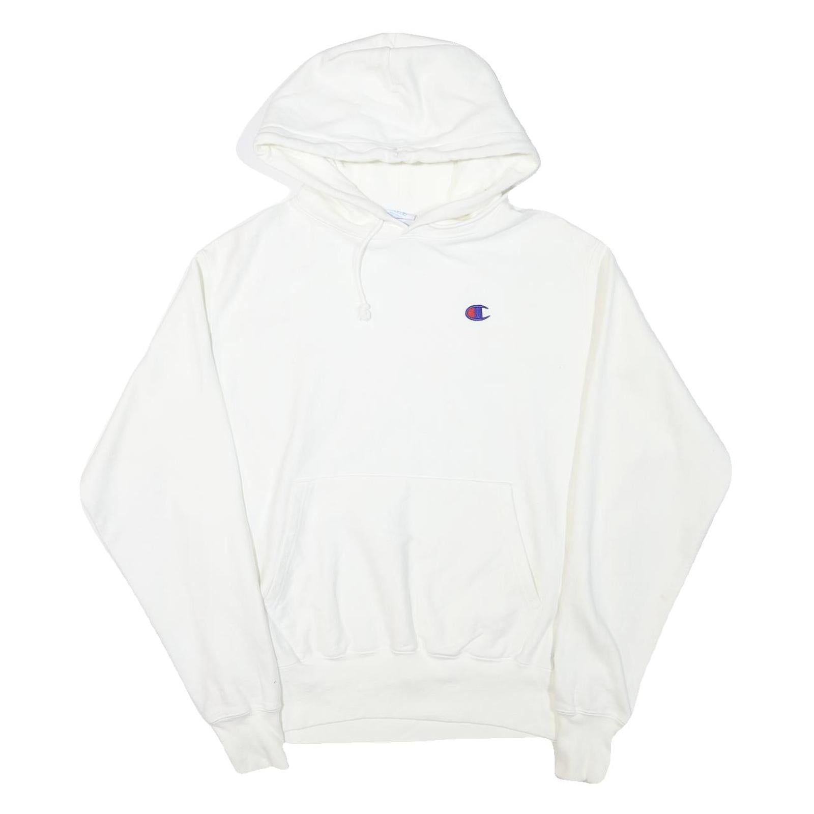 CHAMPION Mens White Pullover Hoodie M Classic Logo Sweatshirt Drawstring Refurbished - N/A refurbished available on Cerqular