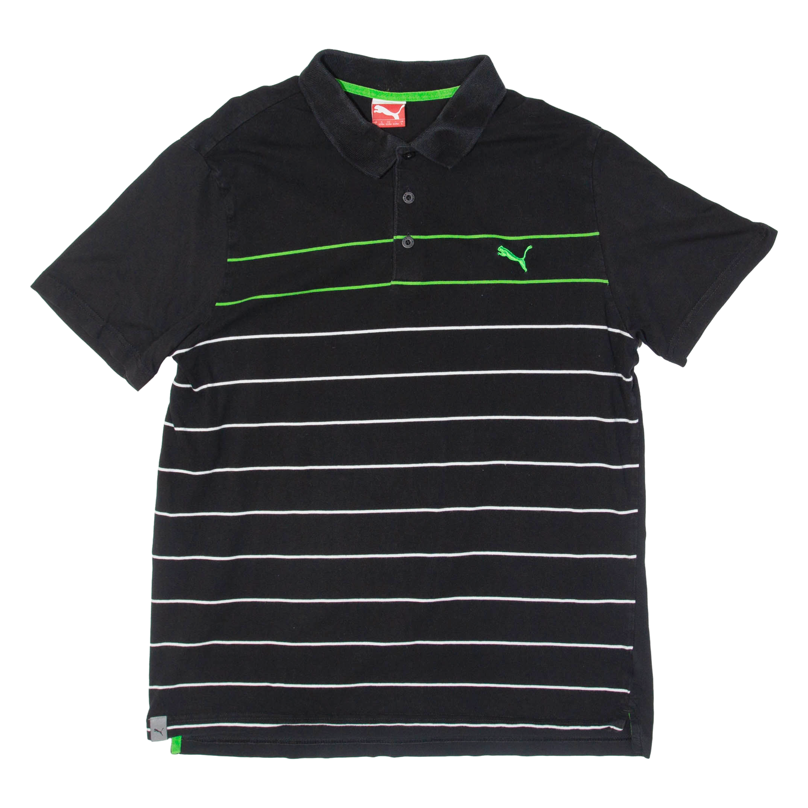 PUMA Mens Polo Shirt Black Striped L Refurbished - N/A refurbished available on Cerqular