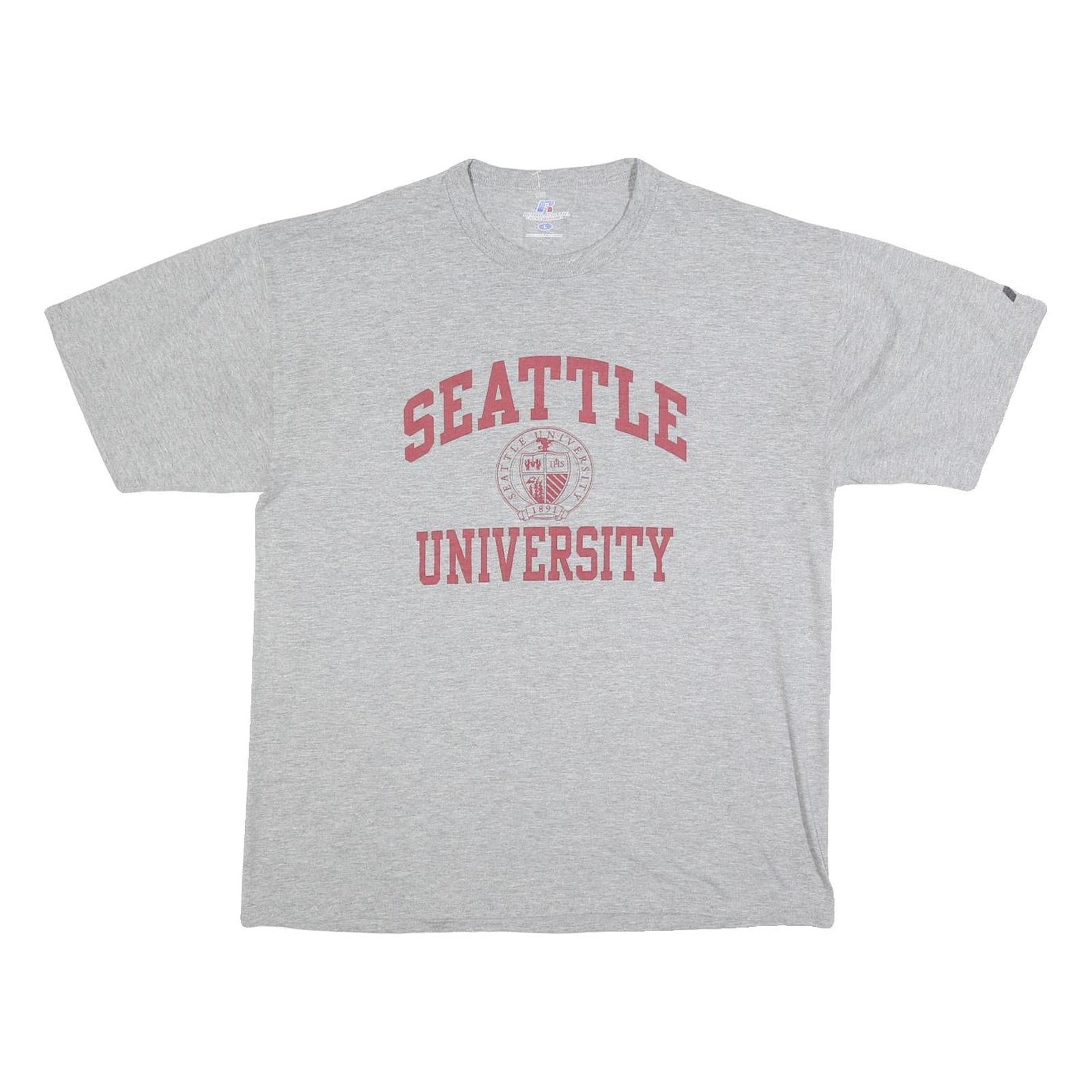 RUSSELL ATHLETIC Mens Grey Seattle University Graphic T-Shirt L Crew Neck Short Refurbished - N/A refurbished available on Cerqular