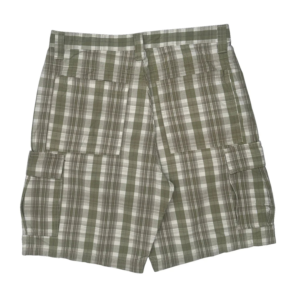 Wrangler Checked Cargo Shorts - 32W 8L Green Cotton Refurbished - Thrifted (note: this is a term often used to describe second- refurbished available on Cerqular