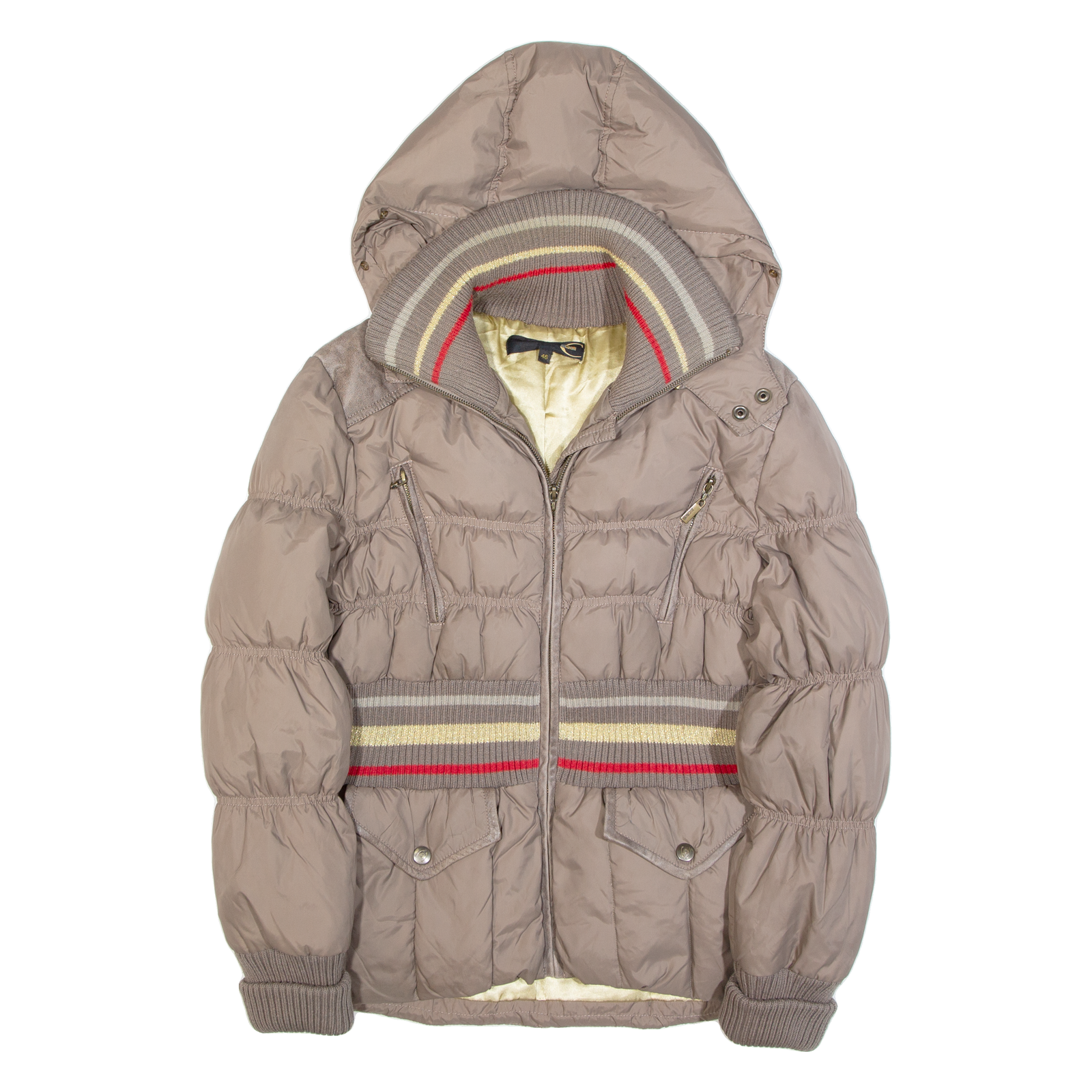 JUST CAVALLI Womens Puffer Jacket Brown Hooded L Refurbished - N/A refurbished available on Cerqular