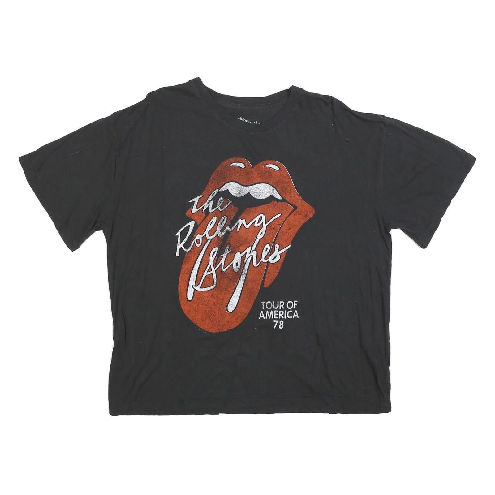 THE ROLLING STONES Womens Black Tour Of America 78 Graphic T-Shirt XL Short Refurbished - N/A refurbished available on Cerqular