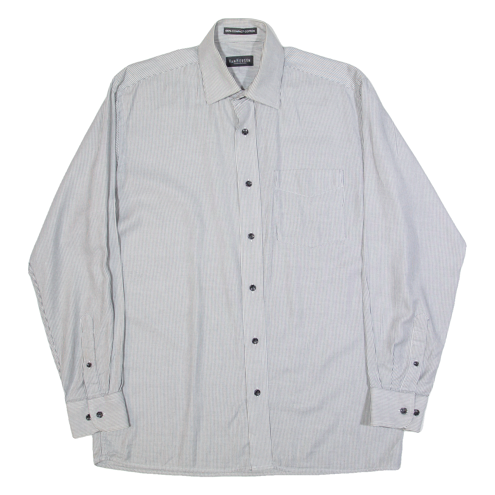 VAN HEUSEN Mens Shirt Black Striped Long Sleeve L Refurbished - N/A refurbished available on Cerqular