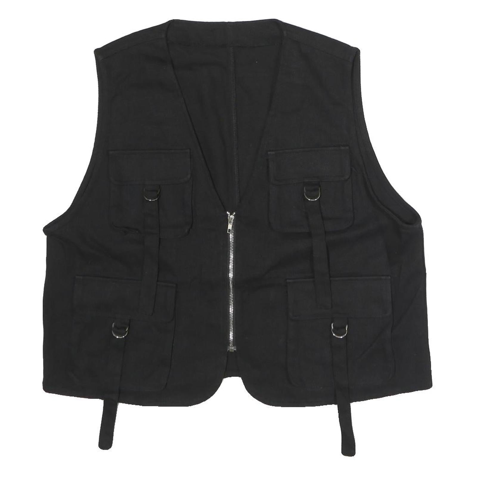 MISSGUIDED Womens Black Utility Jacket XL Cotton Zip Vest Pocketed Straps Refurbished - N/A refurbished available on Cerqular
